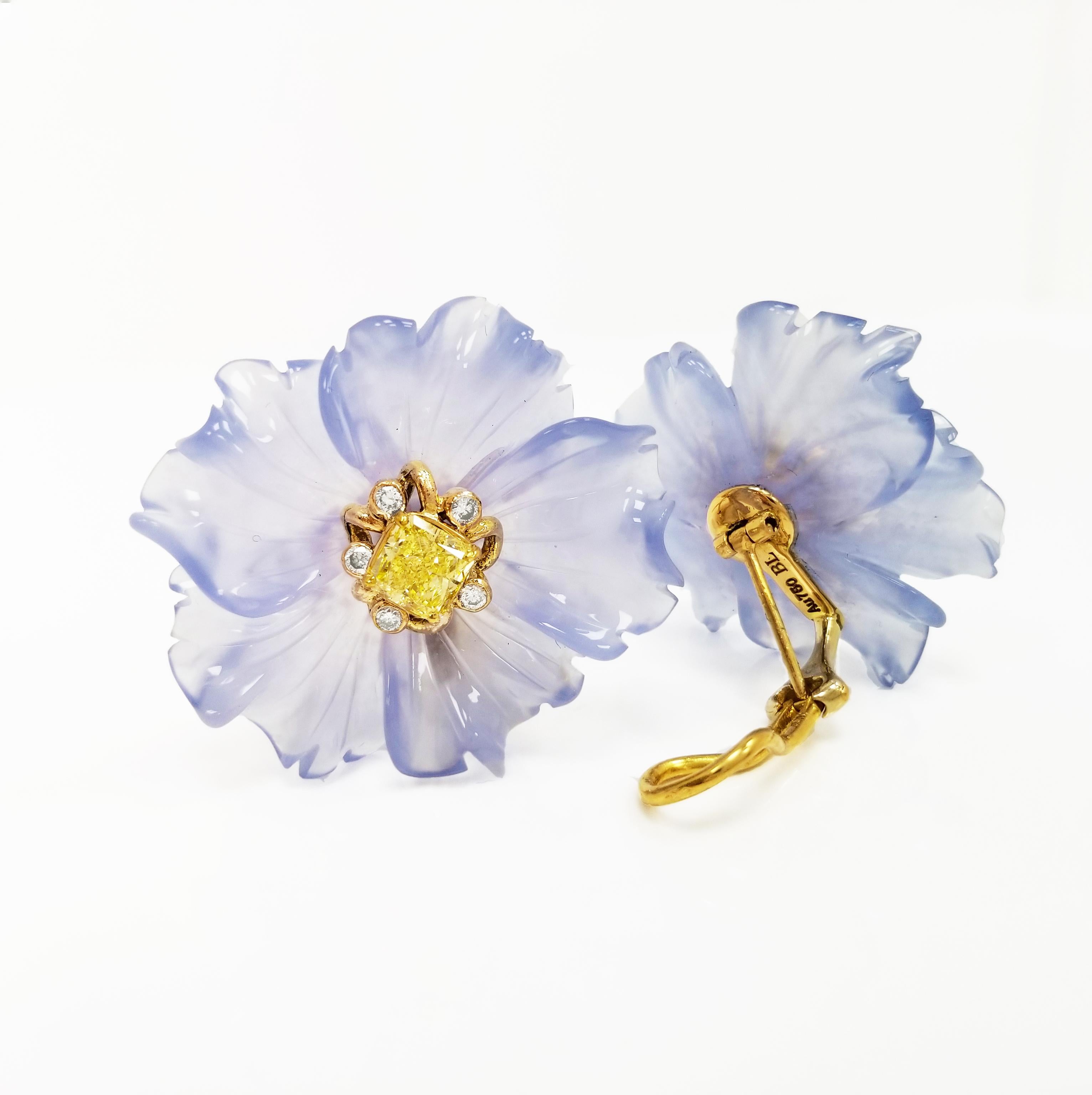 Scarselli GIA Ausgefallene intensiv gelbe Diamant-Blumen-Ohrringe von Rebecca Koven (Zeitgenössisch) im Angebot
