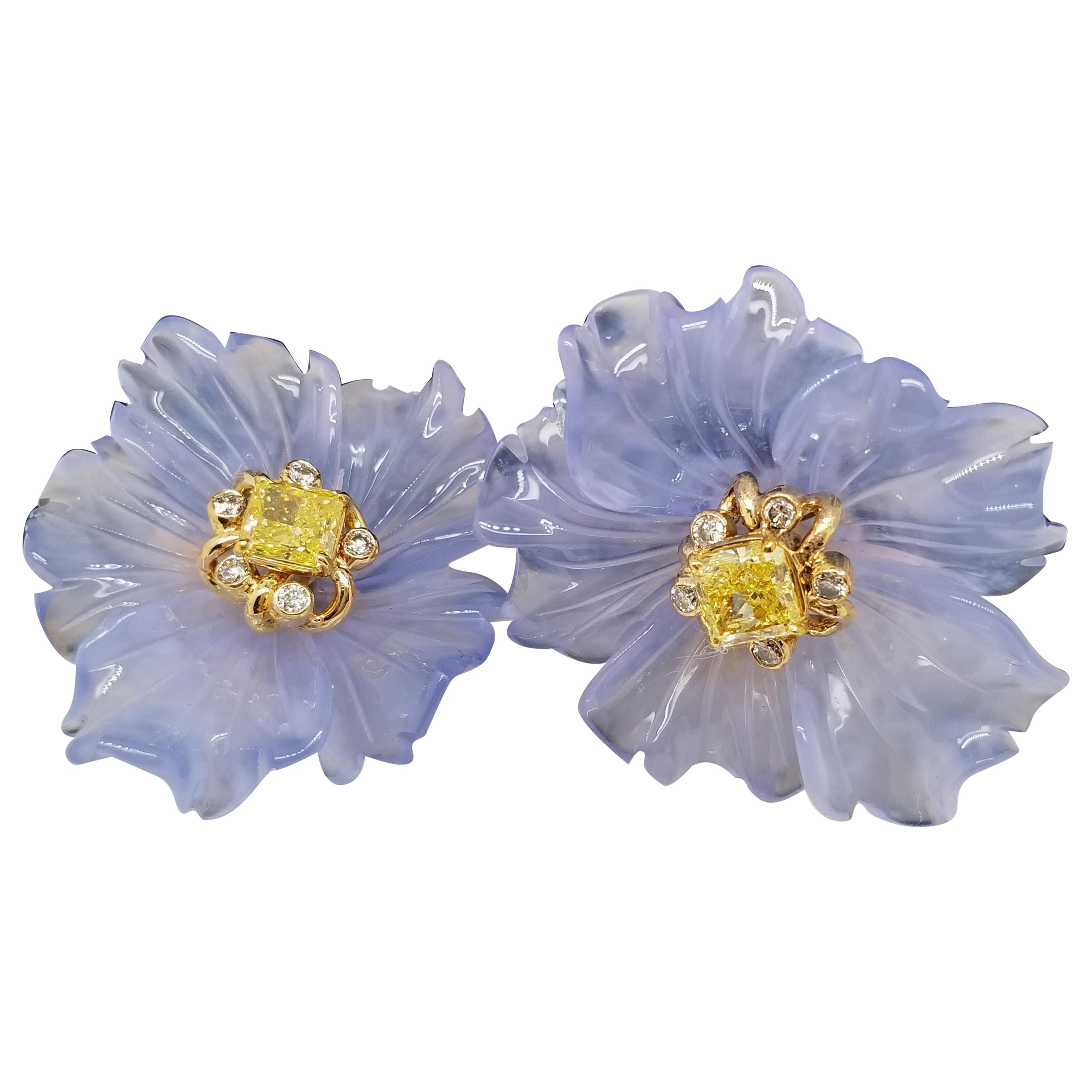 Scarselli GIA Ausgefallene intensiv gelbe Diamant-Blumen-Ohrringe von Rebecca Koven im Zustand „Neu“ im Angebot in New York, NY