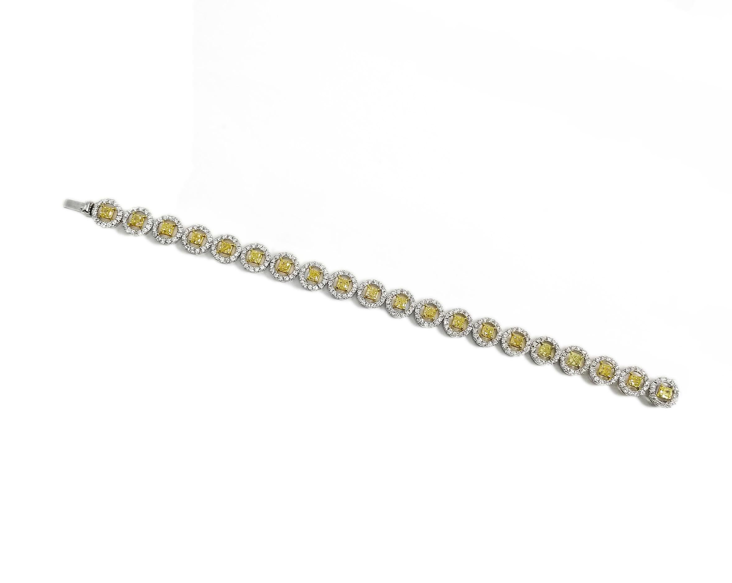 Contemporary Scarselli Fancy Intense Yellow Diamond Line Bracelet 3.41 Carat