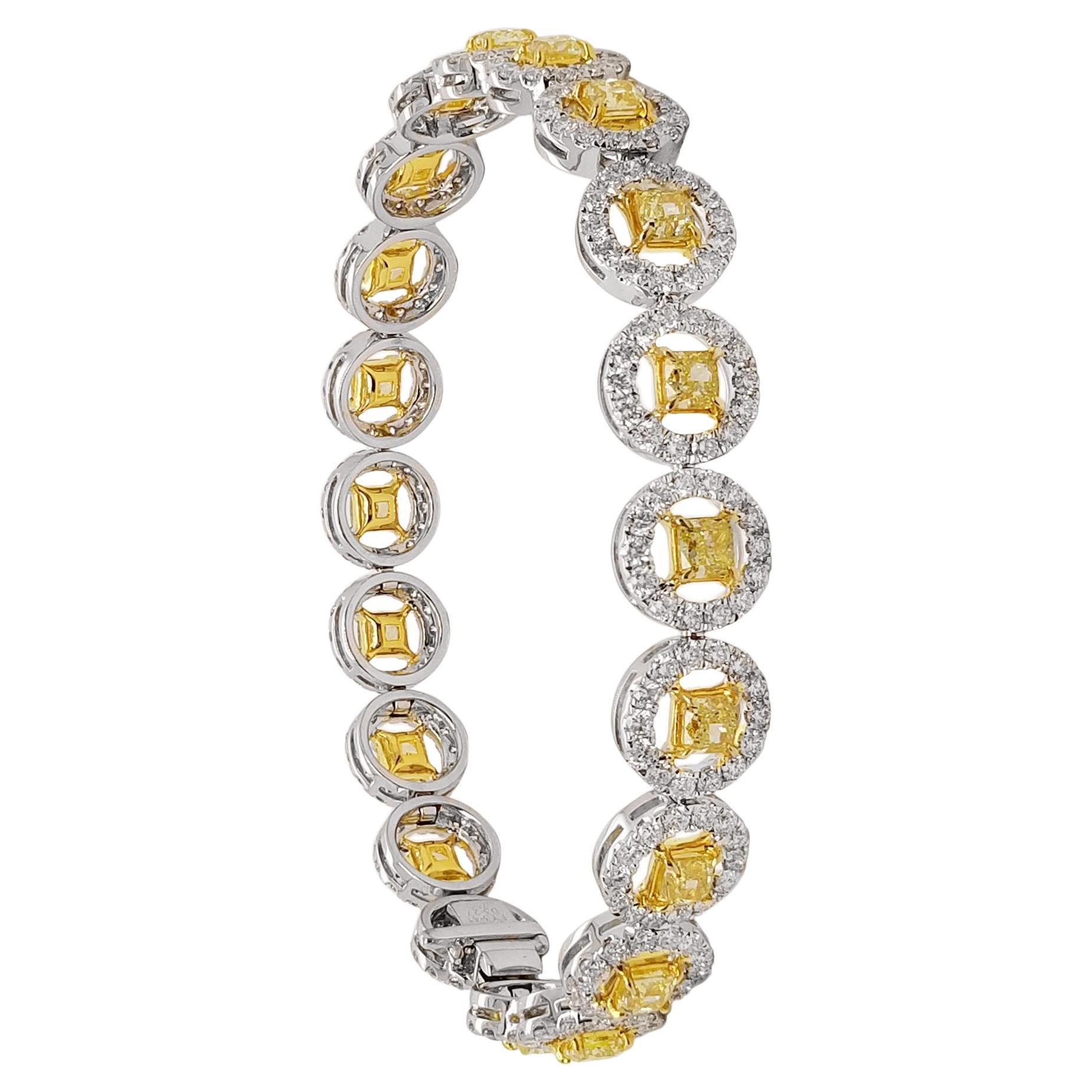 Scarselli Fancy Intense Yellow Diamond Line Bracelet 3.41 Carat
