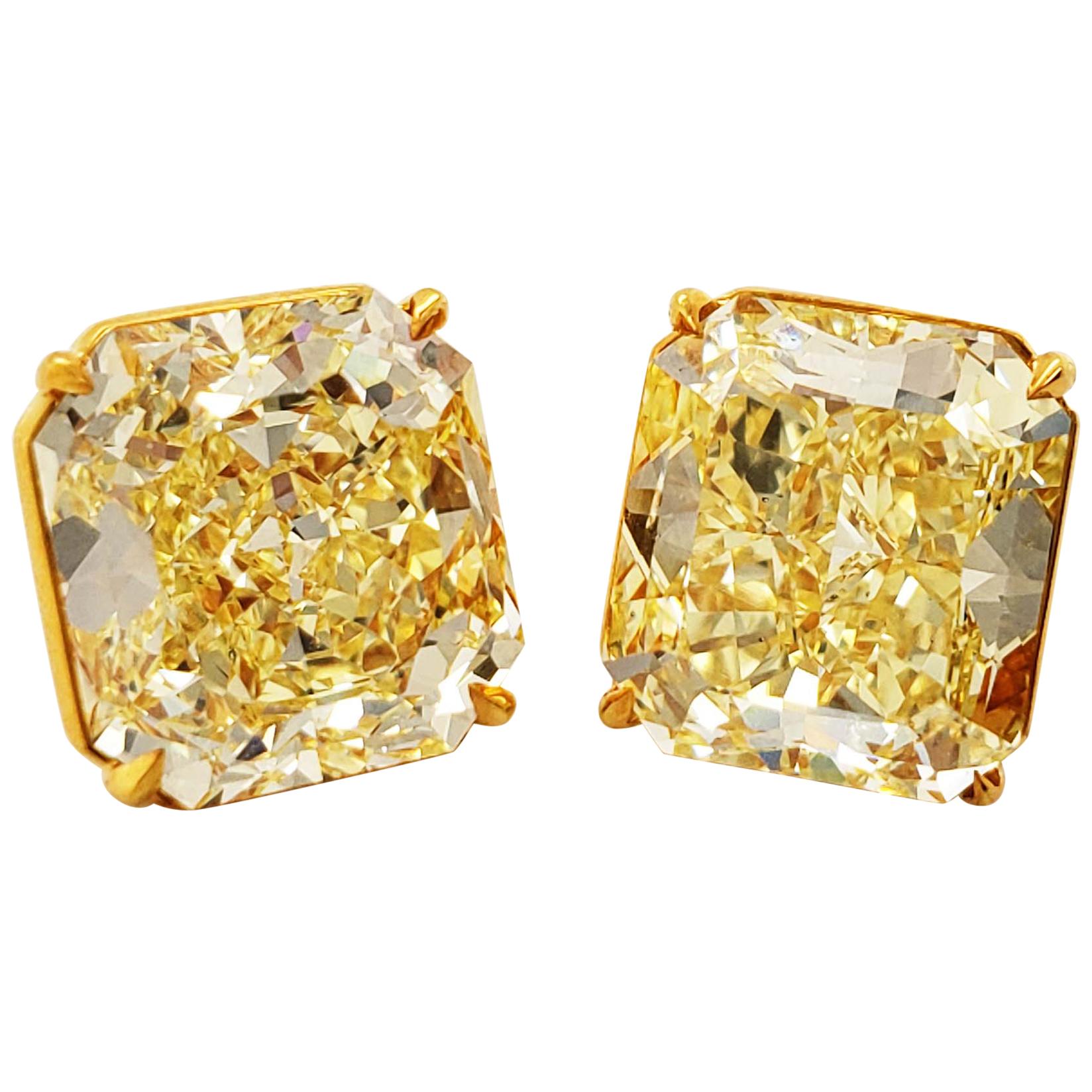 Scarselli Stud Earrings 7 carat Yellow Diamond each set in 18k Yellow Gold