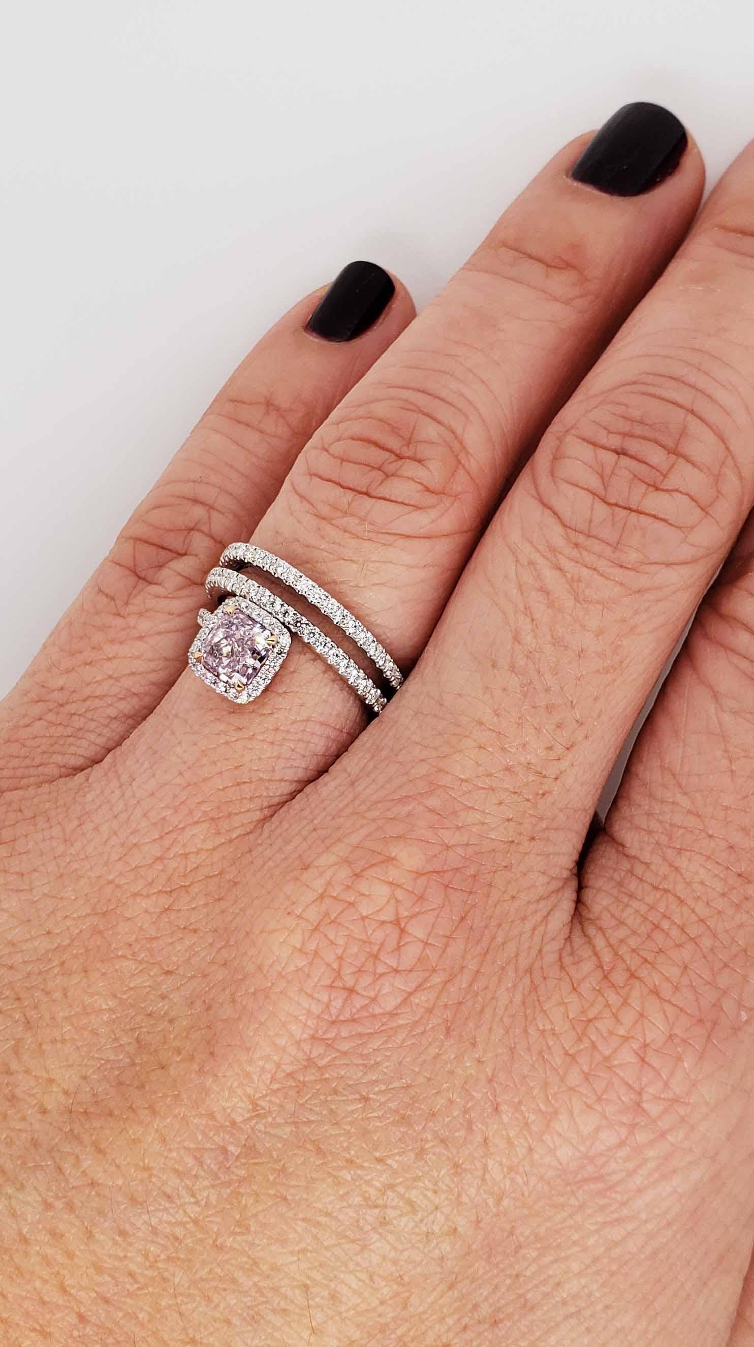 Scarselli Fancy Purple-Pink 1.00 carat Radiant Cut Diamond Engagement Ring  1