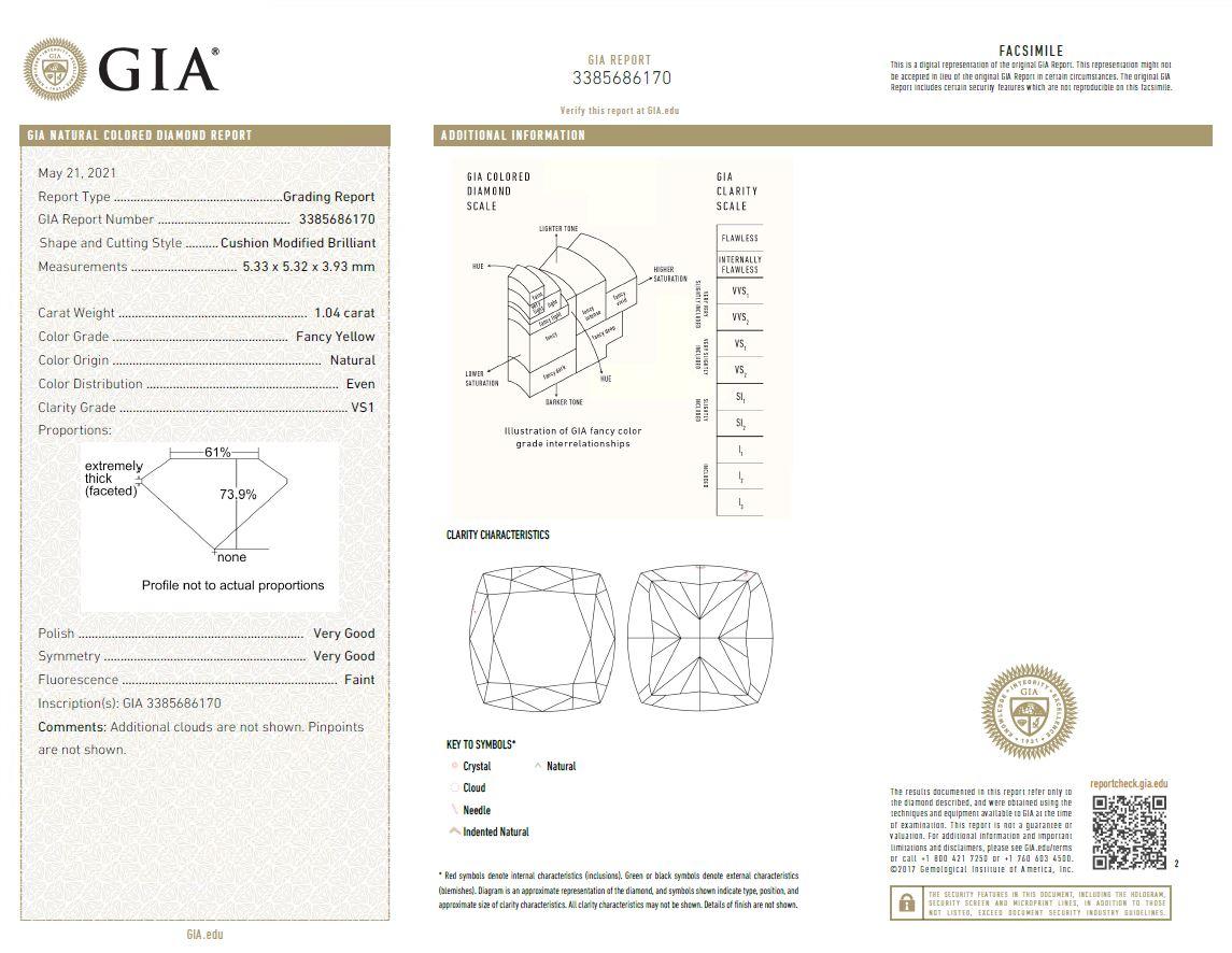 Scarselli Eternity-Ring in 18 Karat Gold mit gelbem Fancy-Diamant im Kissenschliff, GIA zertifiziert 6