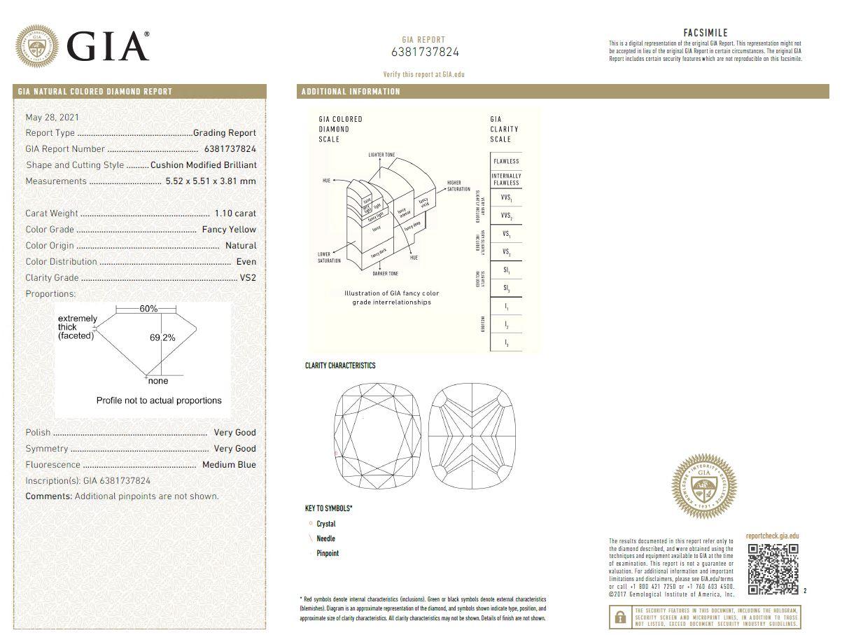 Scarselli Eternity-Ring in 18 Karat Gold mit gelbem Fancy-Diamant im Kissenschliff, GIA zertifiziert 7