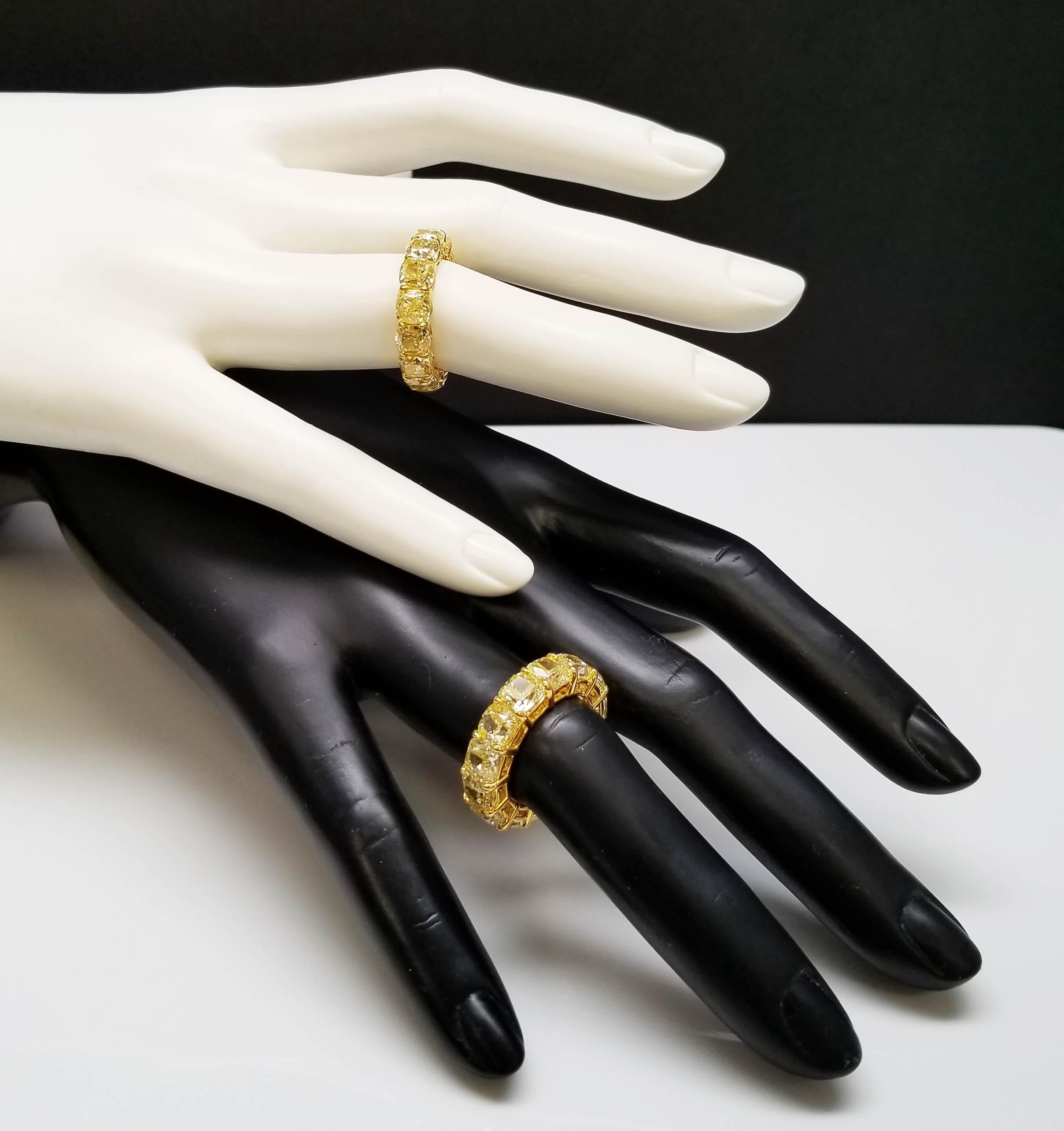 Scarselli Eternity-Ring in 18 Karat Gold mit gelbem Fancy-Diamant im Kissenschliff, GIA zertifiziert 3