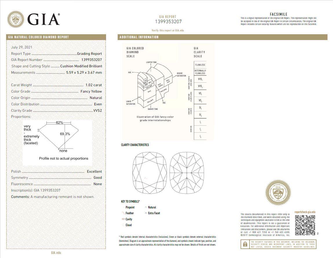 Scarselli Eternity-Ring in 18 Karat Gold mit gelbem Fancy-Diamant im Kissenschliff, GIA zertifiziert 4