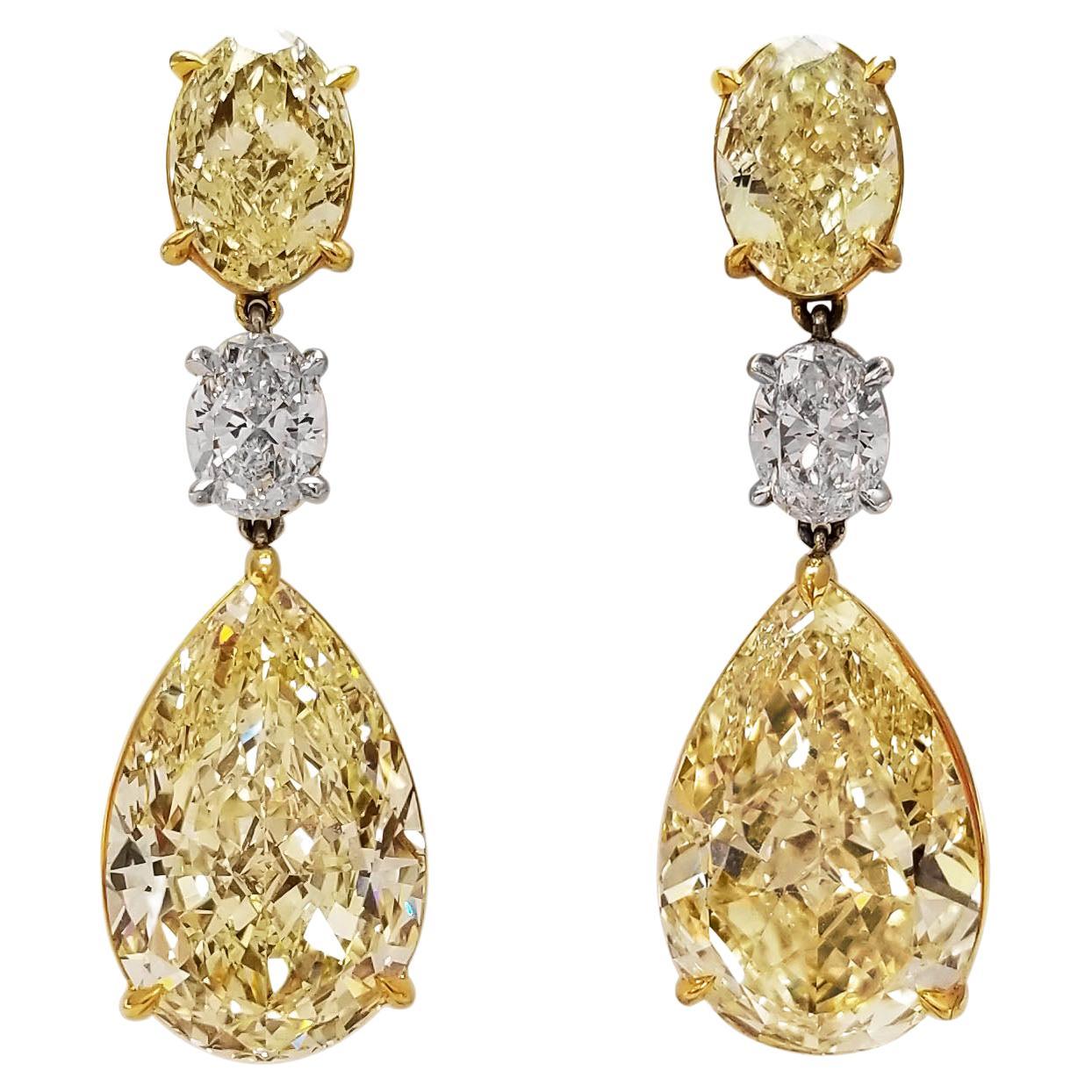 Scarselli Fancy Yellow Diamonds Earrings 8+ Carat Each GIA Certified