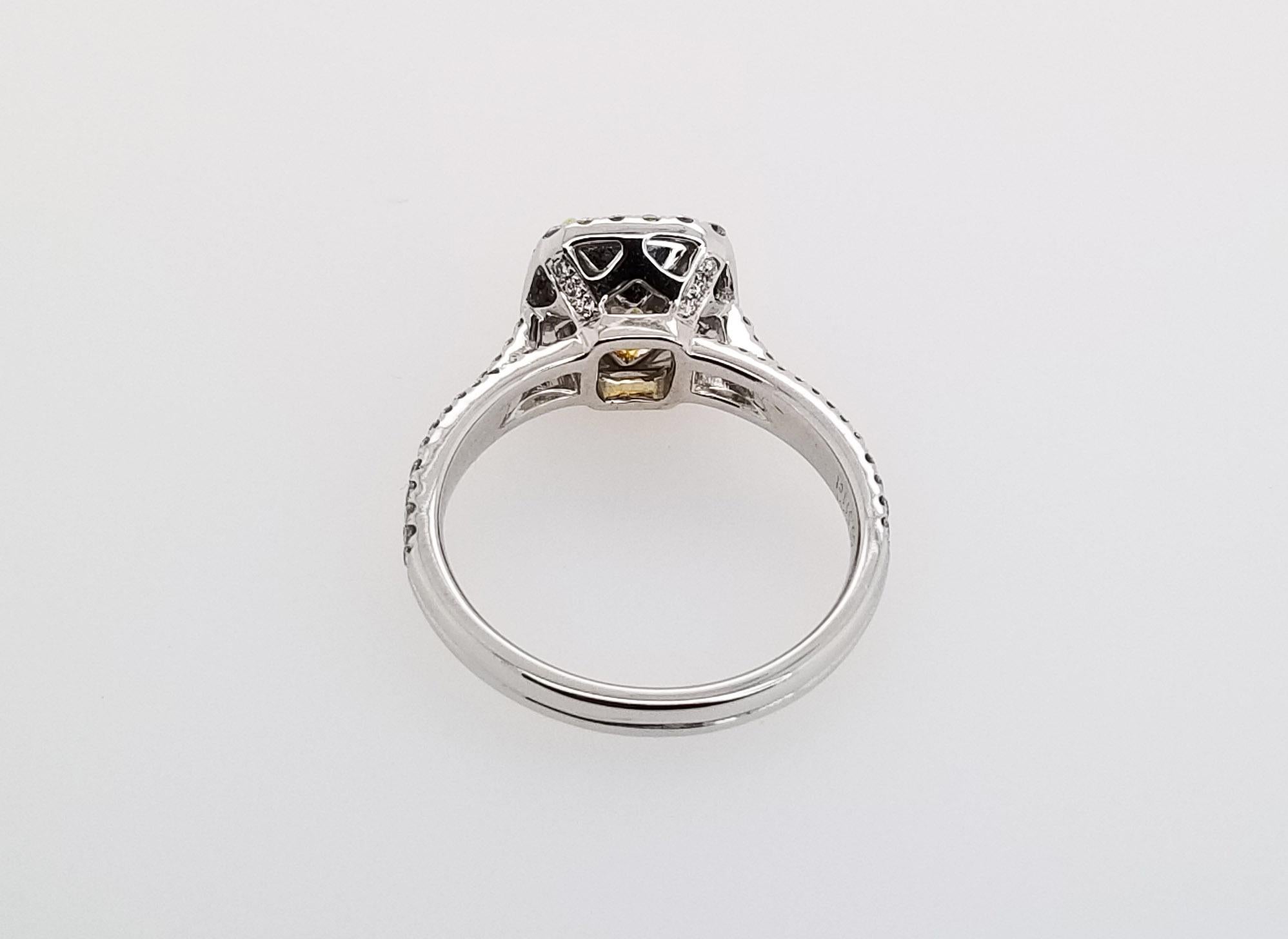 Scarselli GIA 2 Cushion Cut Fancy Yellow Diamond Engagement Ring in 18 Karat 3