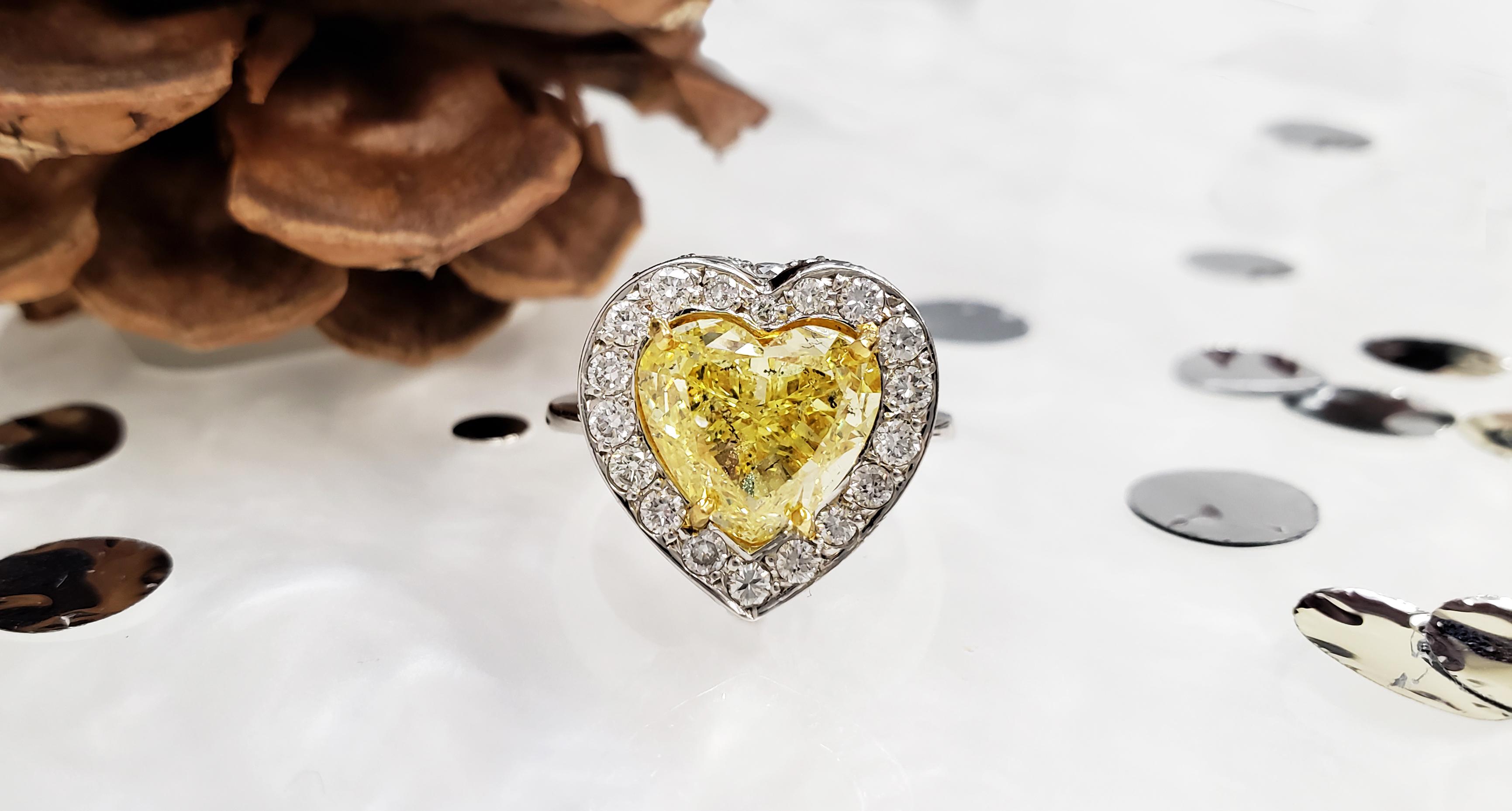 yellow diamond heart ring