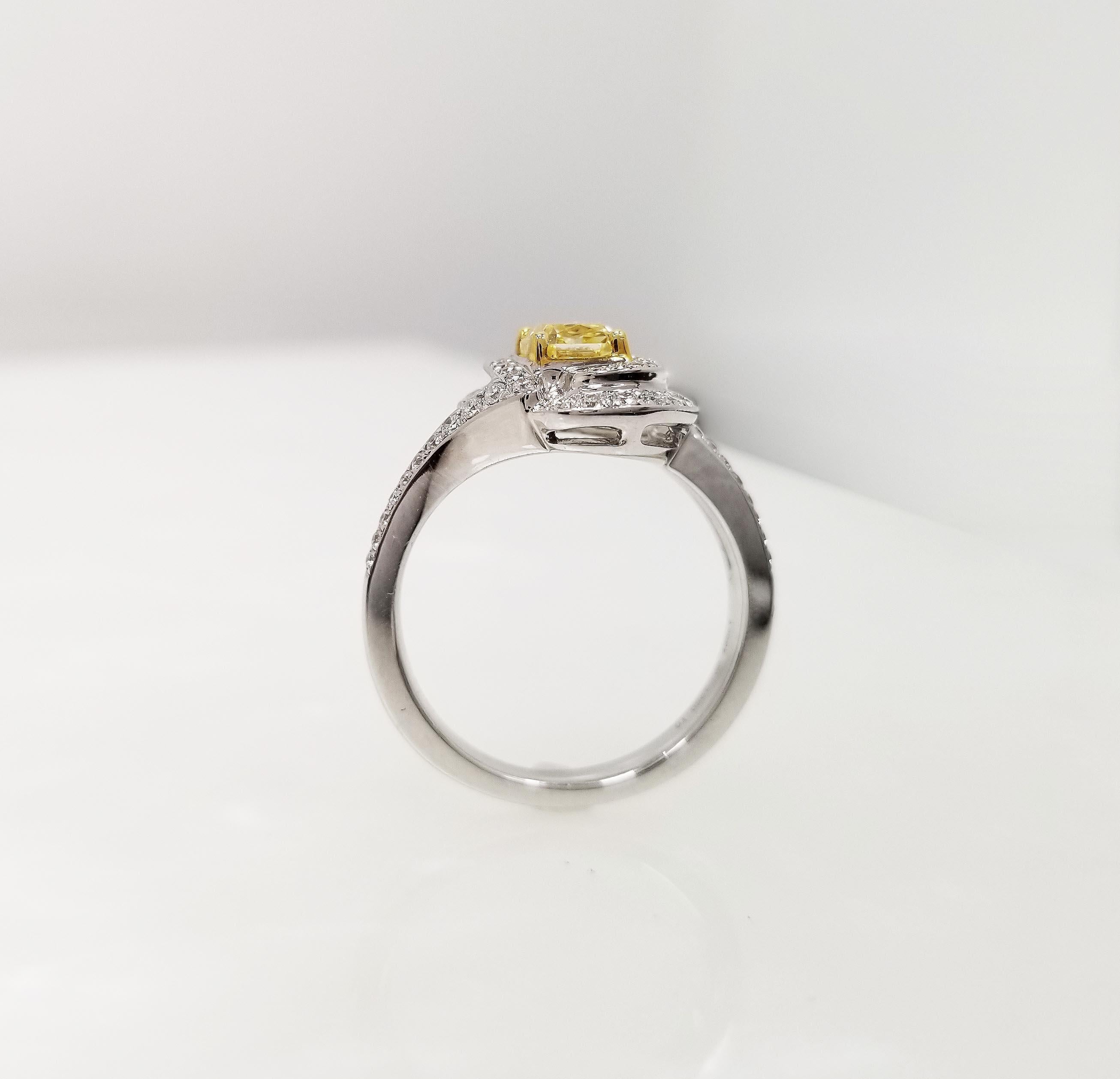Scarselli GIA-Certified 1 Carat Fancy Yellow Natural Diamond 18k Engagement Ring In New Condition For Sale In New York, NY