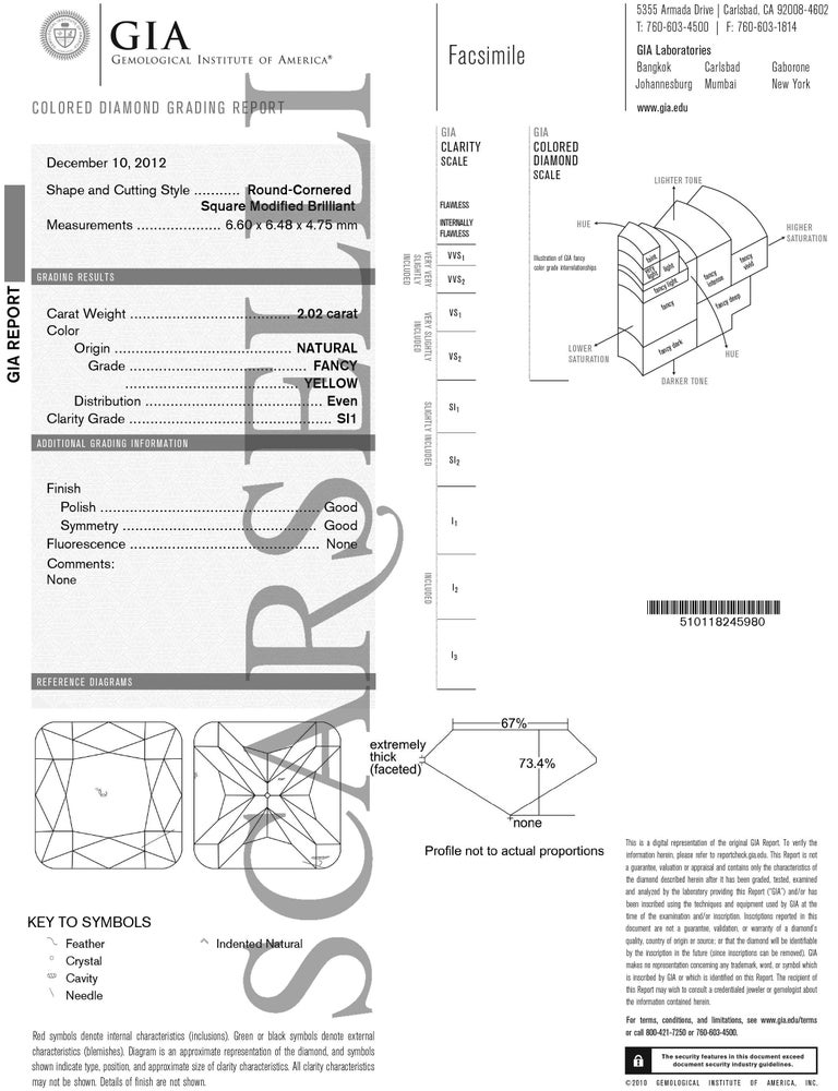 Scarselli GIA-Certified Carat Fancy Yellow Radiant Cut Diamond