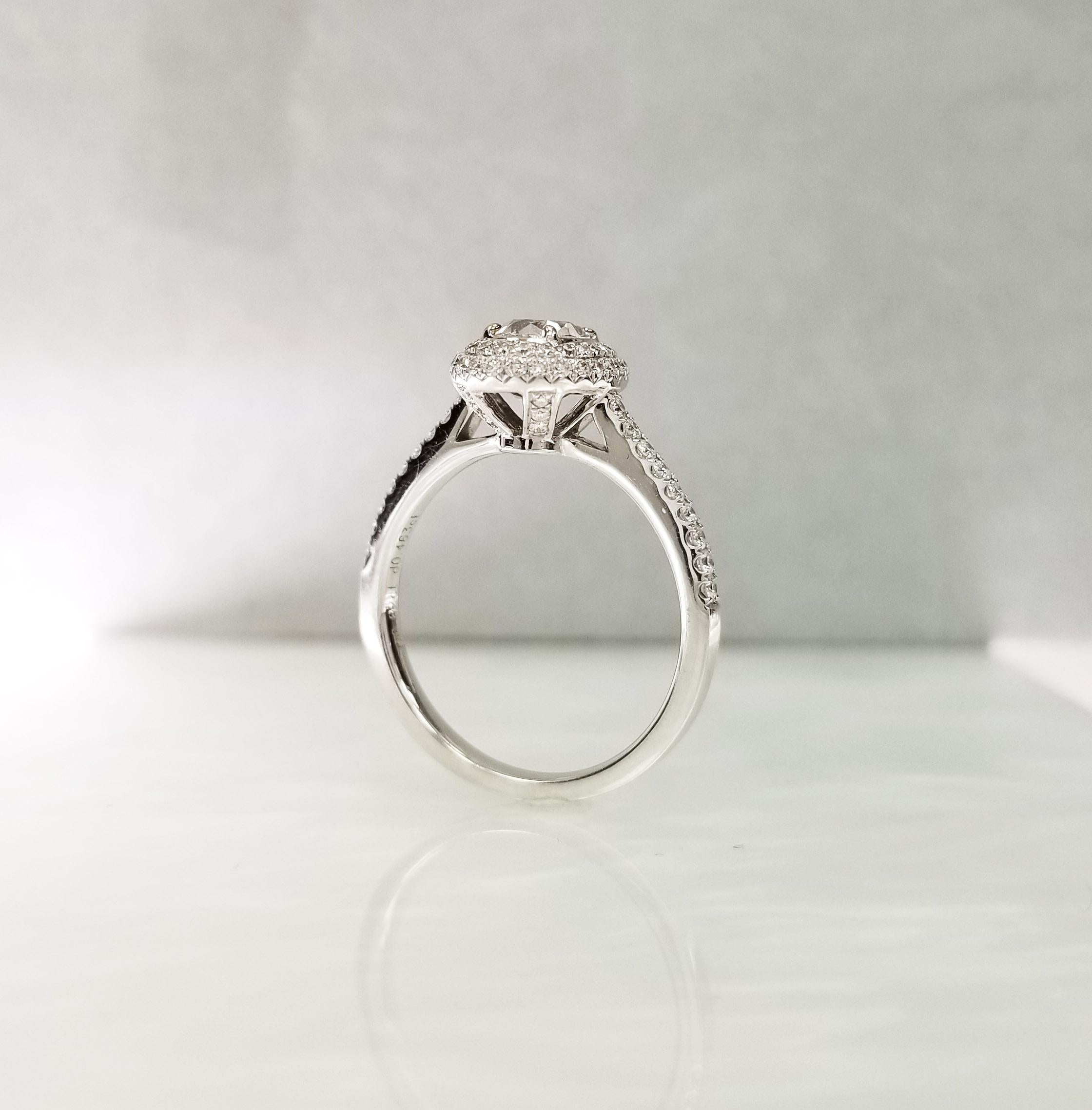 Scarselli GIA Oval Halo 0,82 Rosa Diamant Verlobungsring in 18 Karat Weißgold (Zeitgenössisch) im Angebot