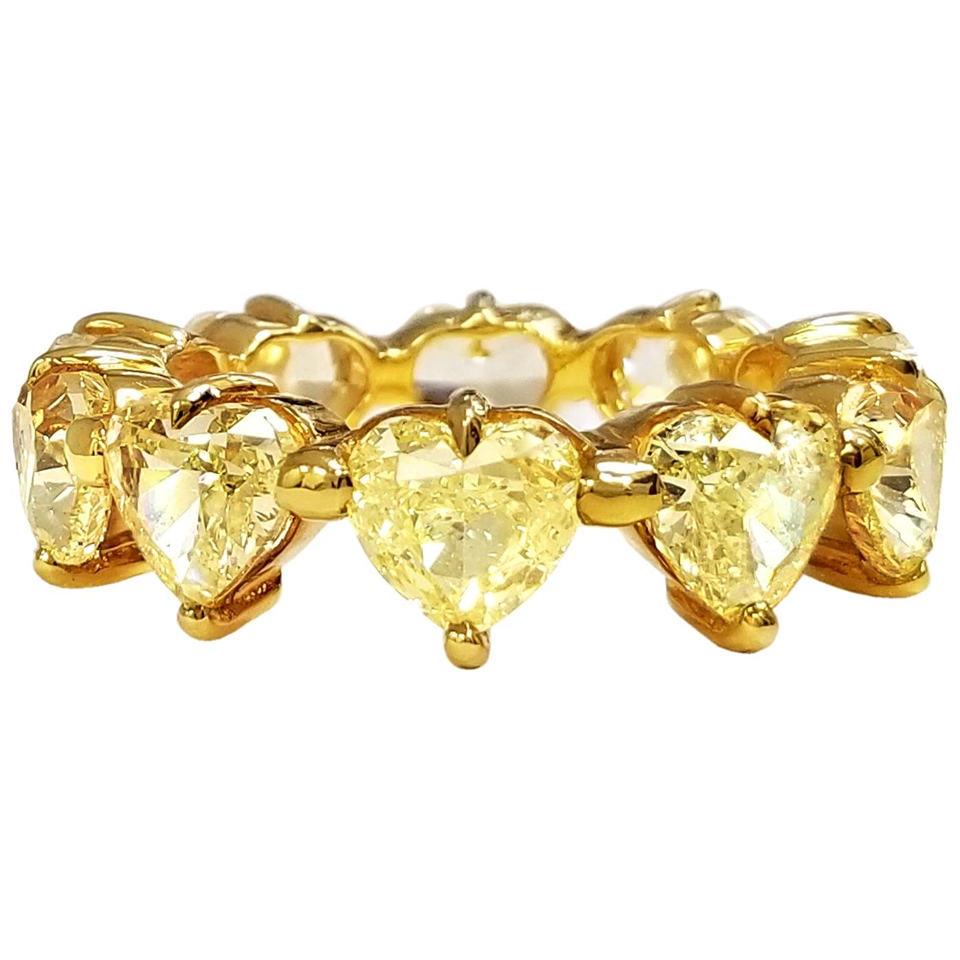Scarselli Heart Band Ring in 18 Karat Gold with Natural Yellow Diamonds