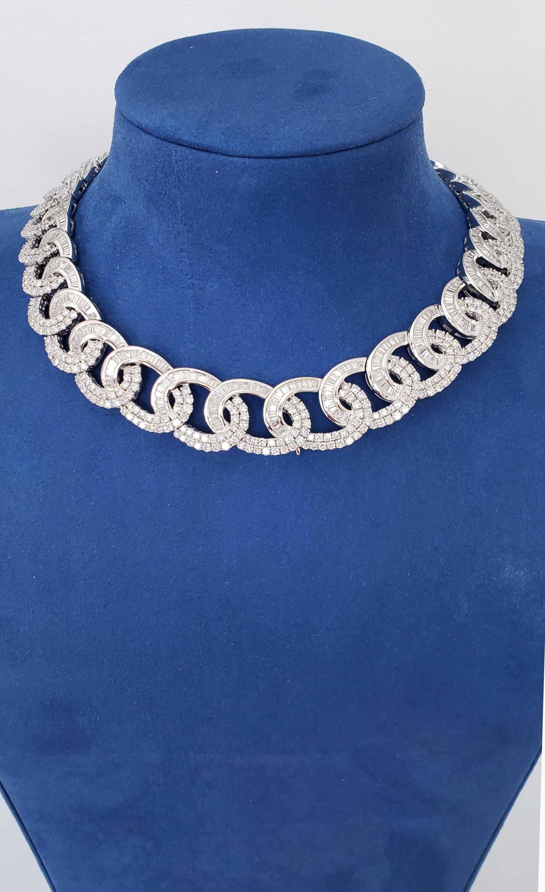 Contemporary Scarselli Cuban Diamond Link Necklace 54.50 Carats