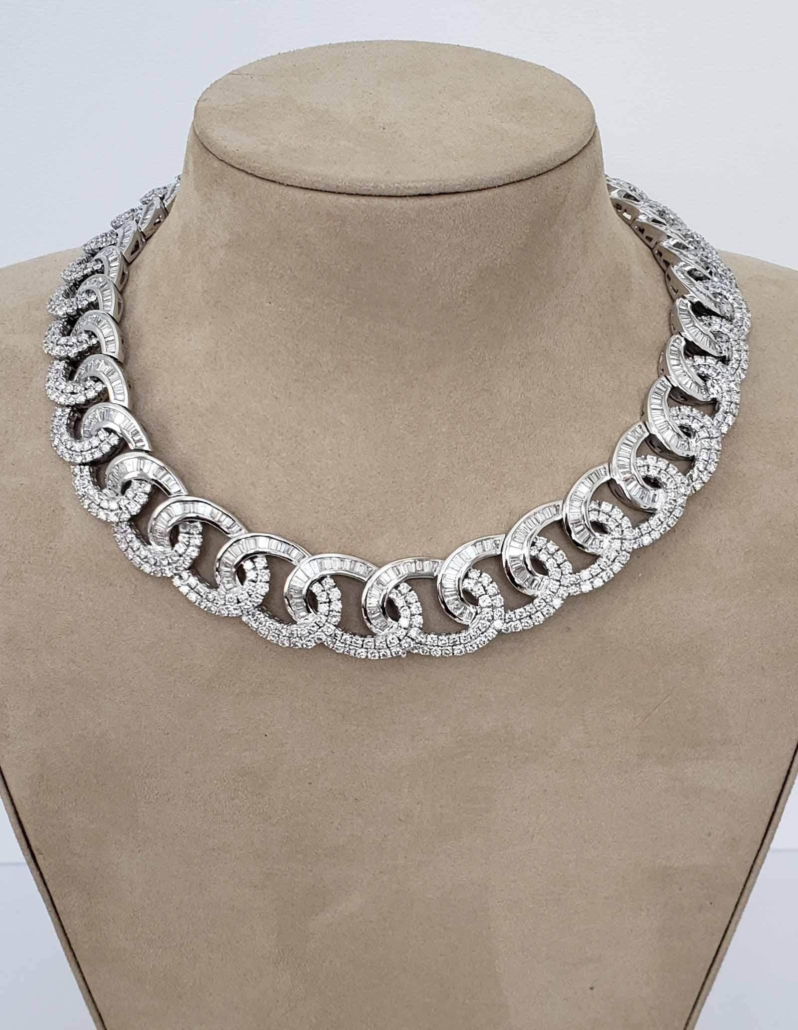 Scarselli Cuban Diamond Link Necklace 54.50 Carats In New Condition In New York, NY