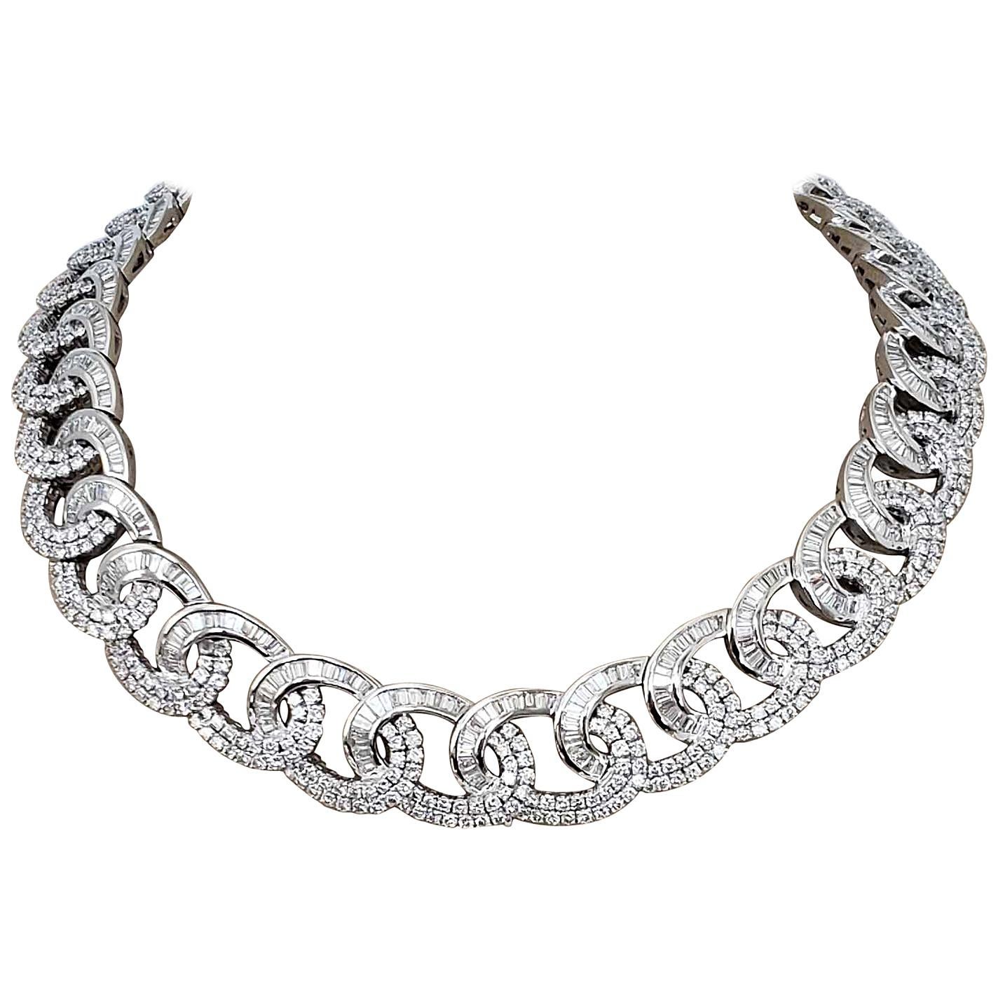 Scarselli Cuban Diamond Link Necklace 54.50 Carats