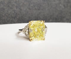 Scarselli Platinum Engagement Ring 10 Carat Intense Yellow Diamond GIA