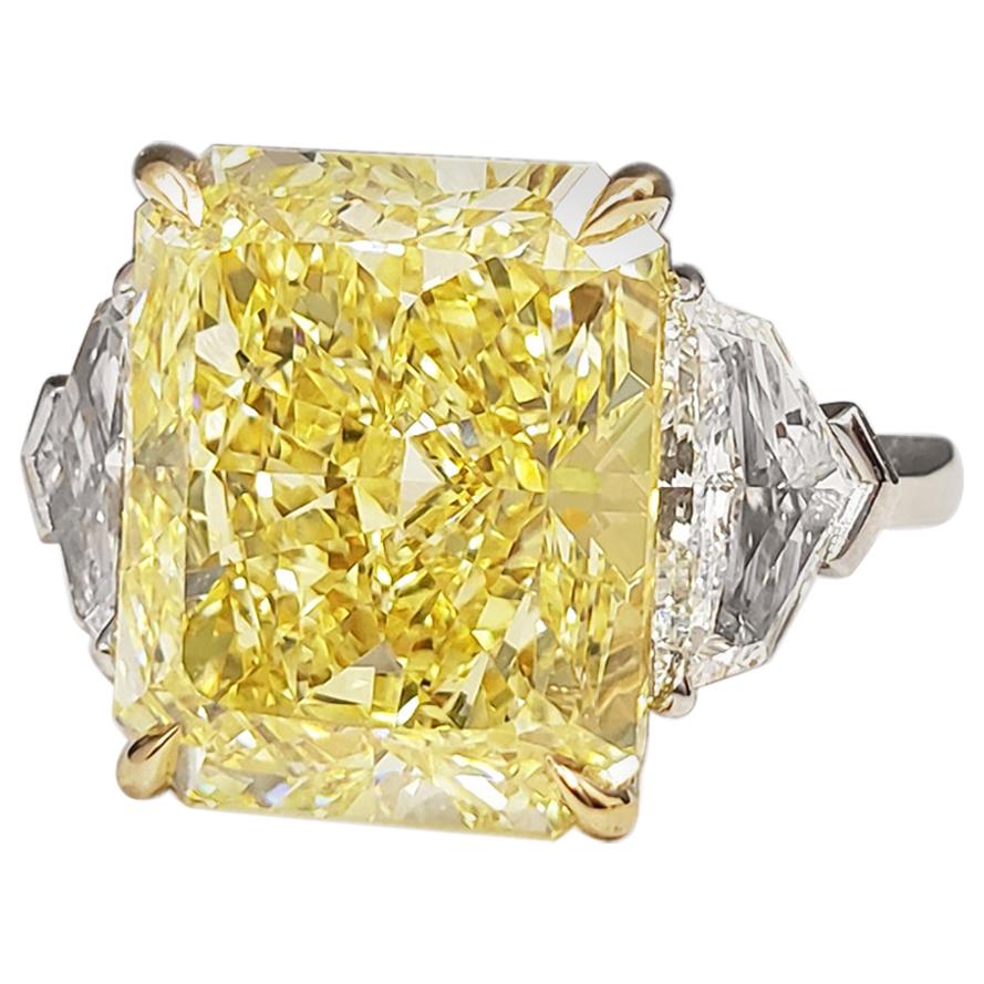 Scarselli Platinum Engagement Ring 10 Carat Intense Yellow Diamond GIA