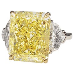 Scarselli Platinum Engagement Ring 10 Carat Intense Yellow Diamond GIA