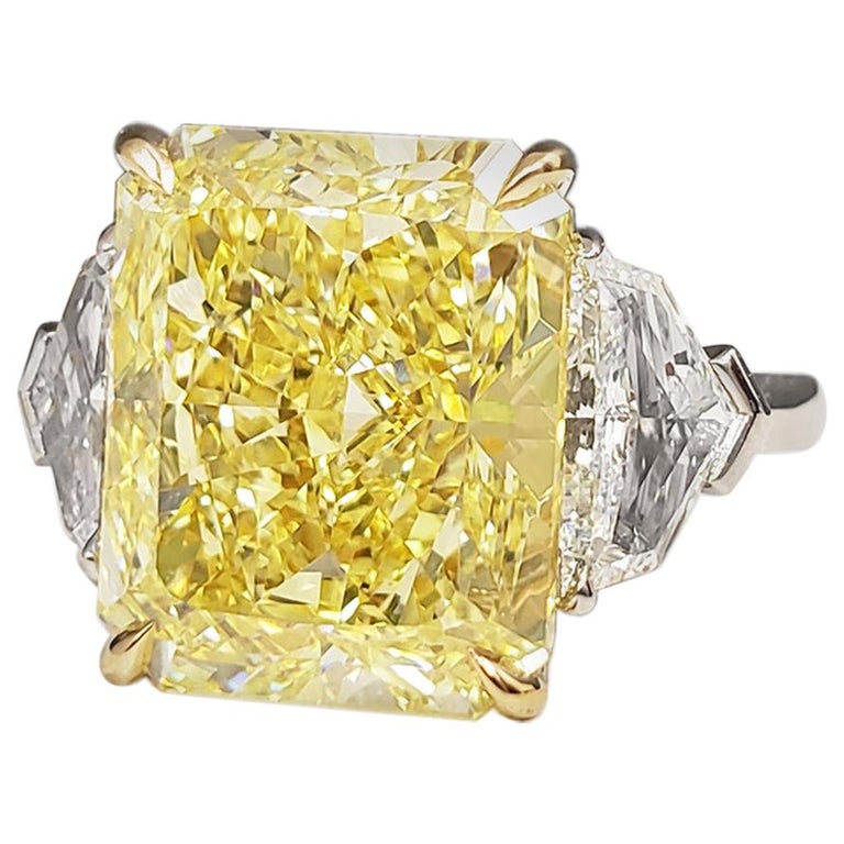 Scarselli Platinum Engagement Ring 10 Carat Intense Yellow Diamond GIA ...
