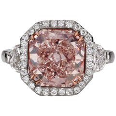 Scarselli 4 Karat Ausgefallener hell-orange-rosa Diamantring