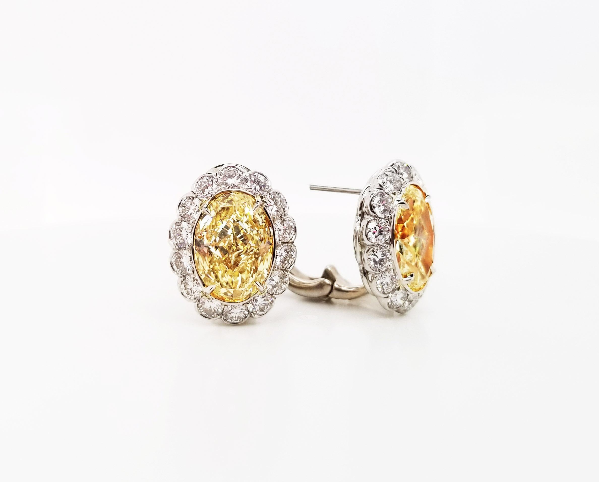 fancy yellow diamond earrings