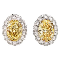 Scarselli Clous d'oreilles en diamants jaunes fantaisie de 4 carats certifiés GIA