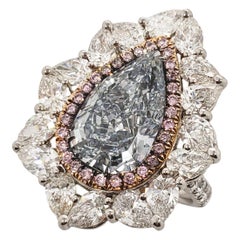 Scarselli 6 Carat Fancy Blue Diamond Water Drop Platinum Ring