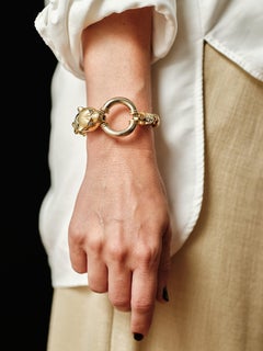 Scarselli Bracelet chaîne panthère en or jaune et blanc 18 carats avec diamants