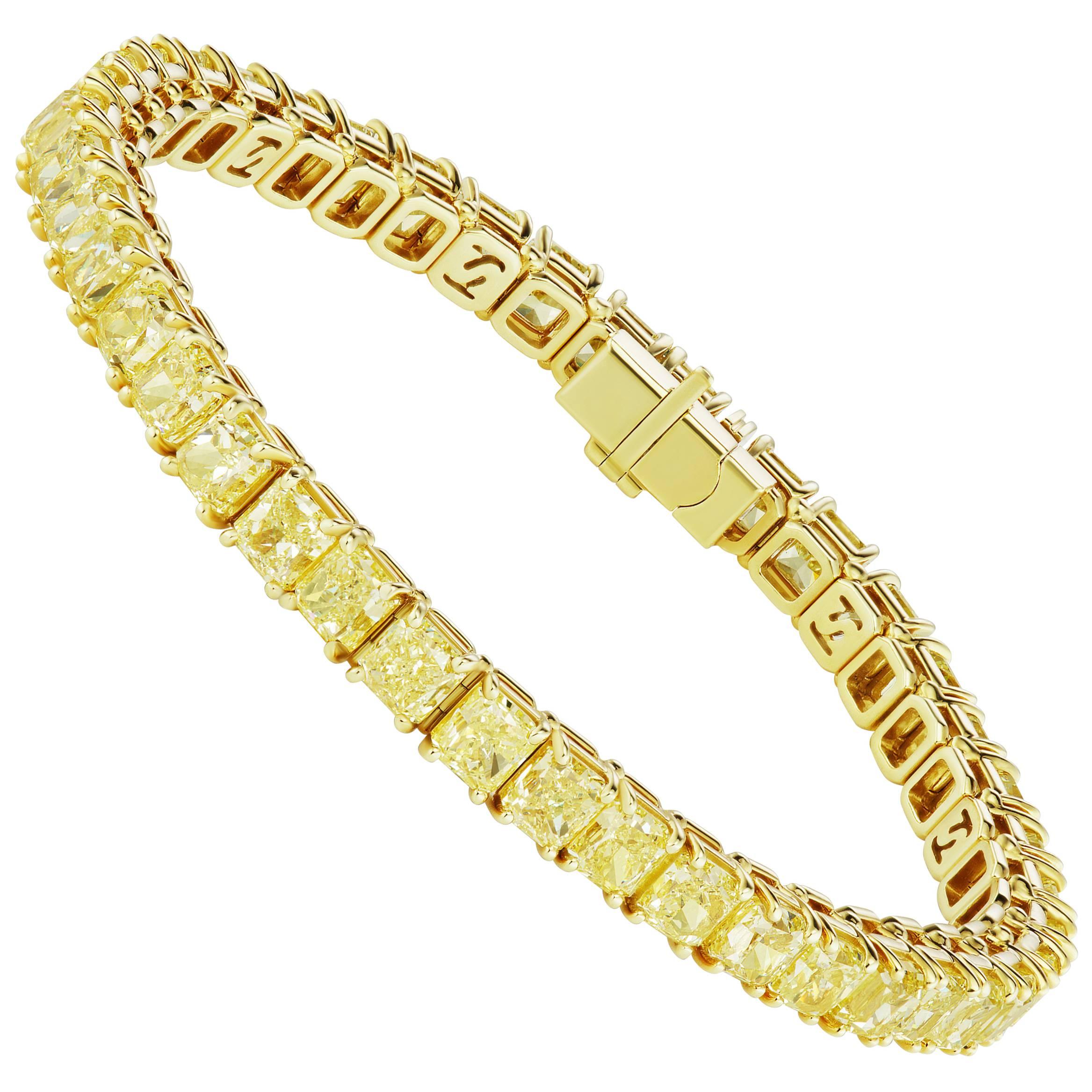 Scarselli Yellow Diamond Line Bracelet 23.60 Carat GIA