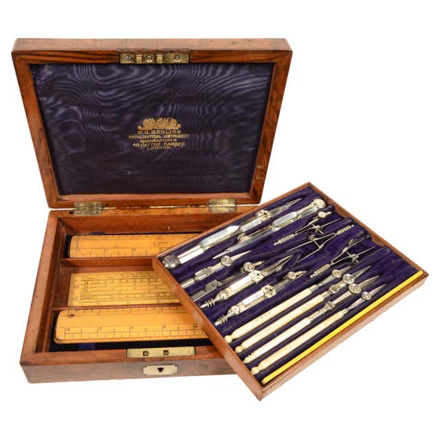 Wooden compass box with rosewood veneer circa 1870s For Sale at 1stDibs