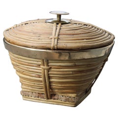 Scatola decorativa Italiana in Bambù e Ottone 1960s