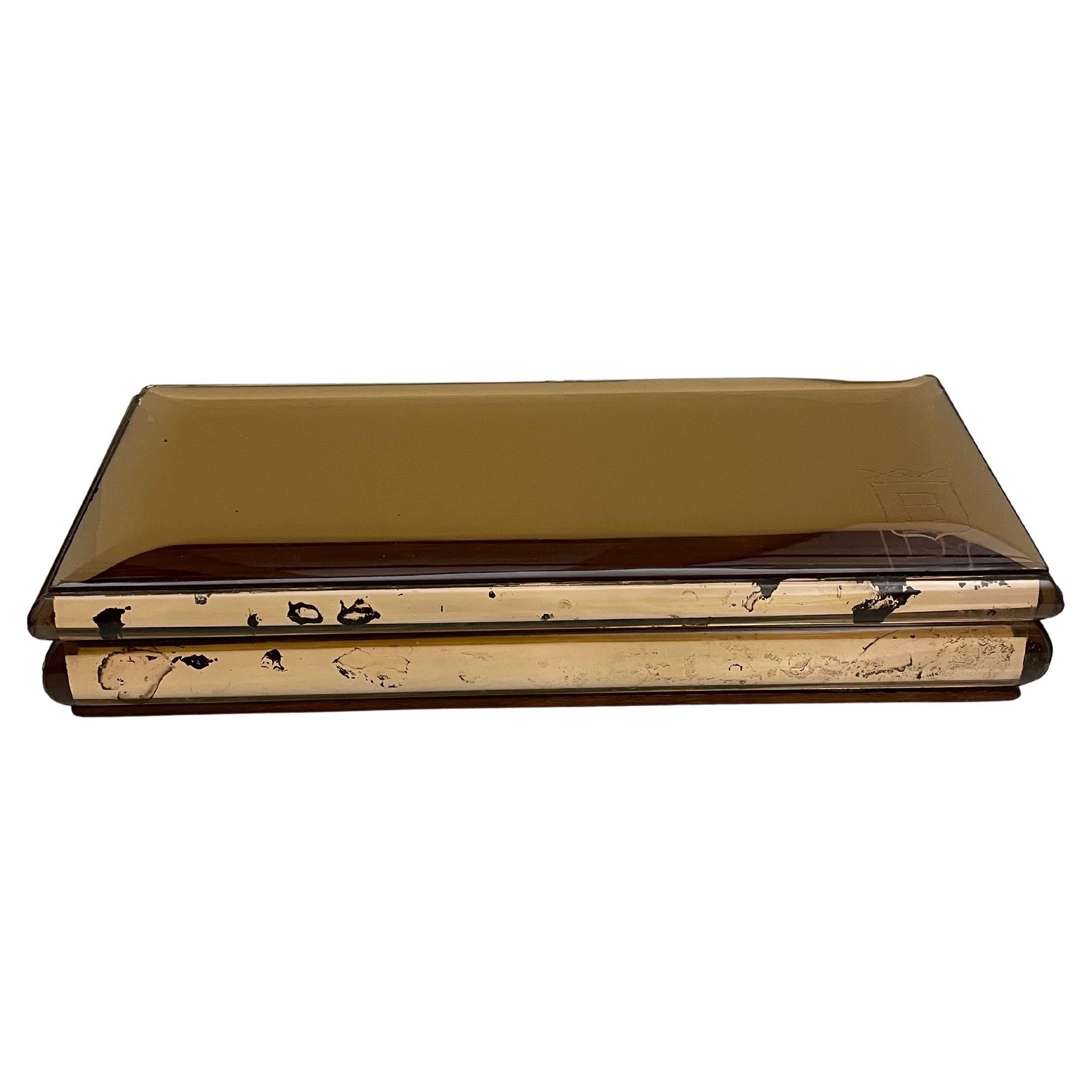 Caja de cristal de los años 1940-1950 atribuida a Luigi Brusotti en venta