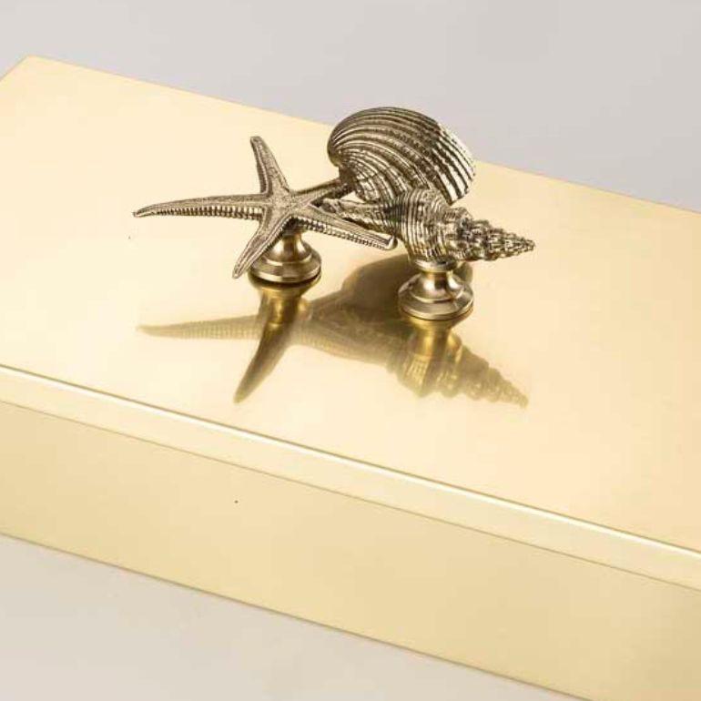 Large brass box with shell knob In New Condition For Sale In Firenze, FI
