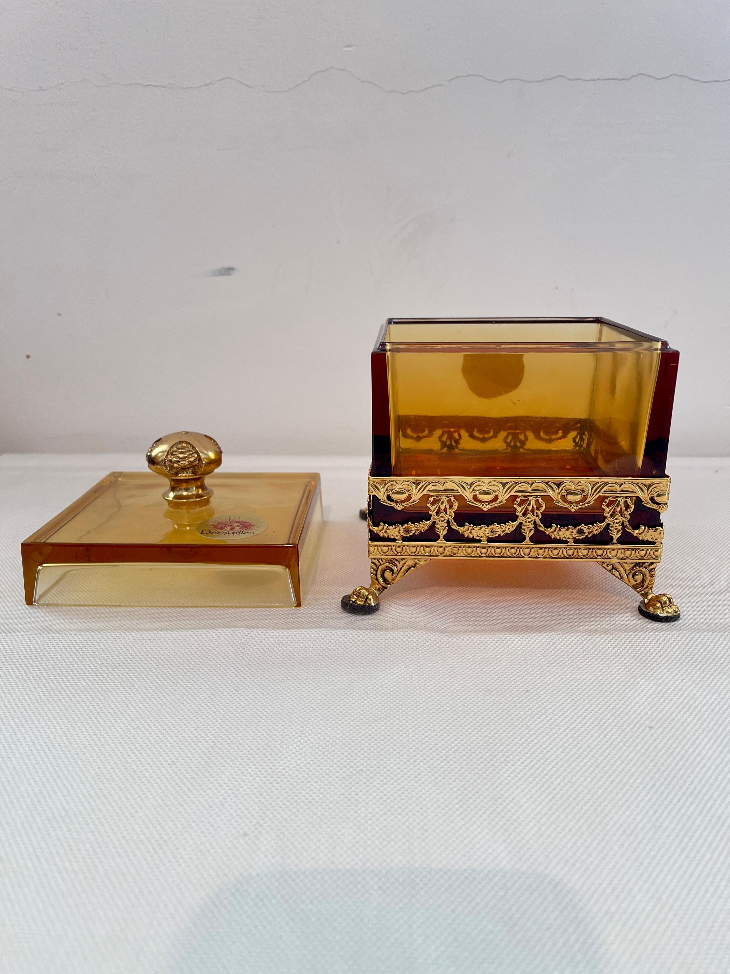 Italienische Dose aus Bernsteinkristall und Bronze 1990er Jahre im Angebot 5