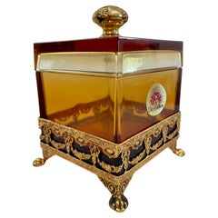 Florencia italiana ámbar cristal y bronce caja de 1990