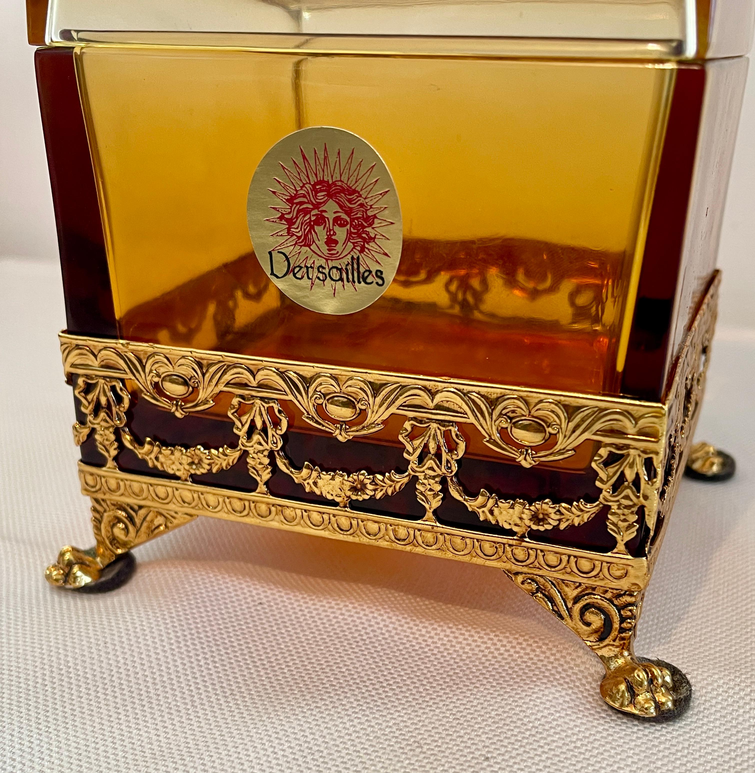 Italienische Dose aus Bernsteinkristall und Bronze 1990er Jahre (Italian) im Angebot