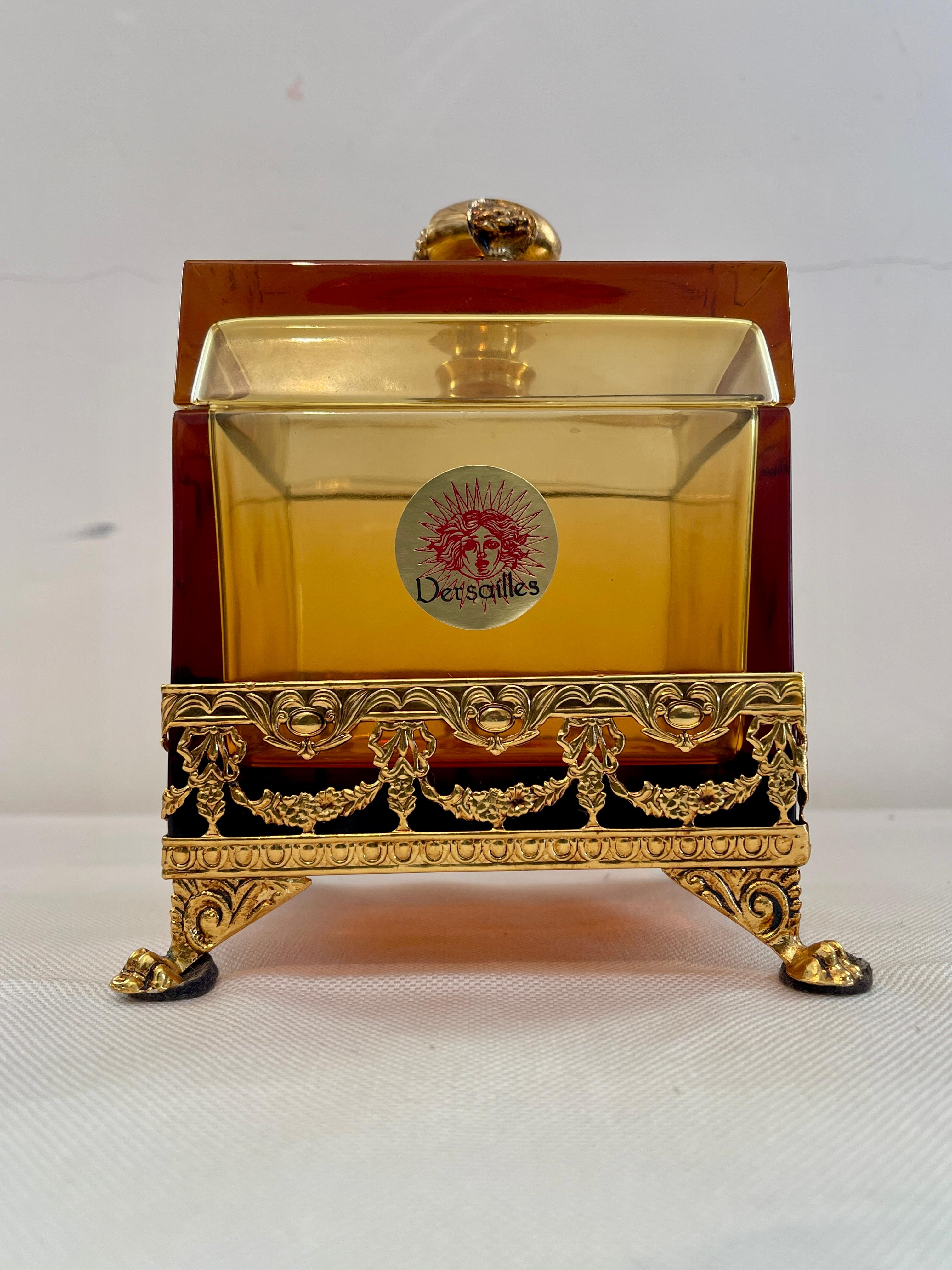 Italienische Dose aus Bernsteinkristall und Bronze 1990er Jahre (Handgefertigt) im Angebot