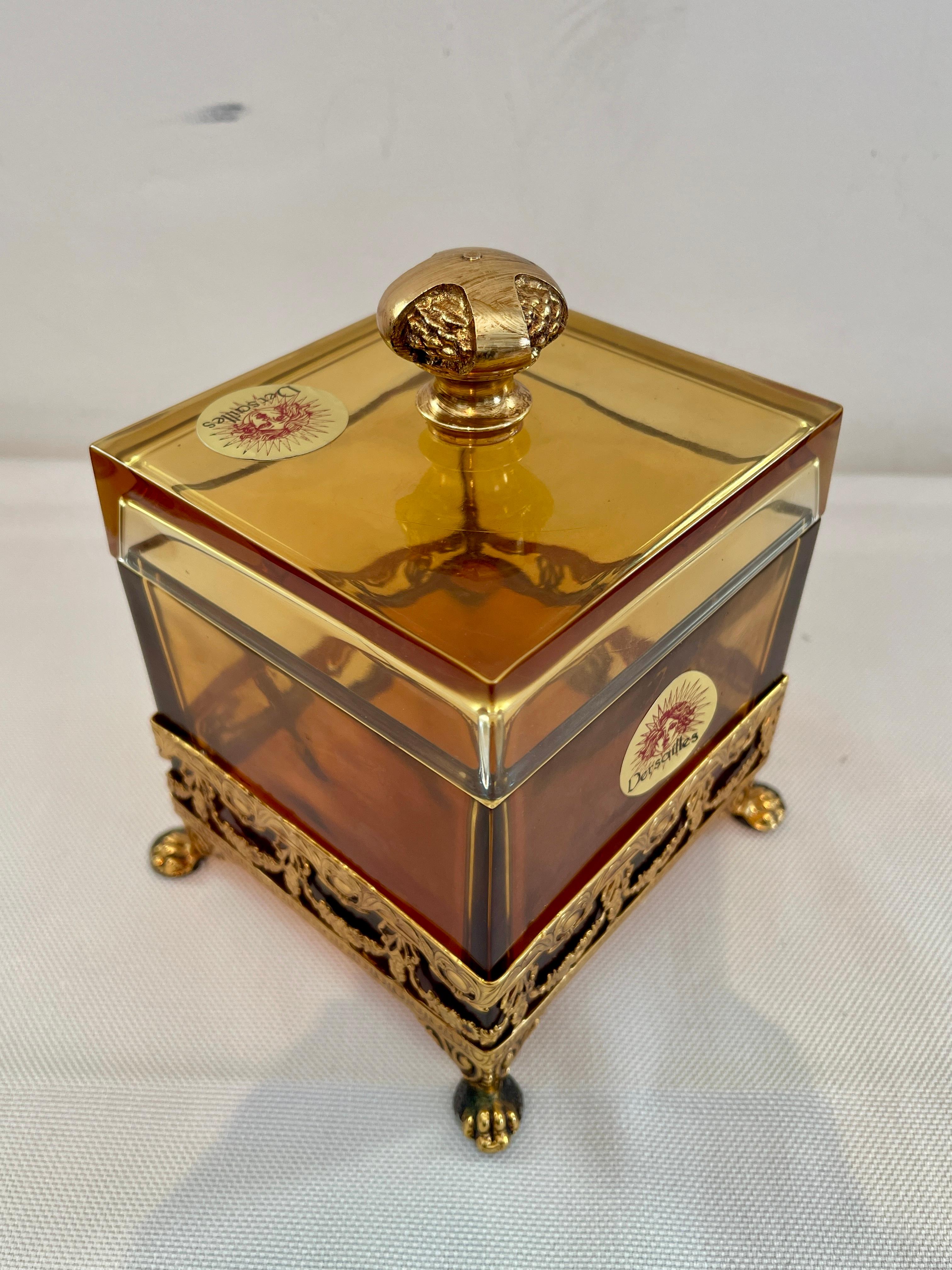 Italienische Dose aus Bernsteinkristall und Bronze 1990er Jahre (20th Century) im Angebot
