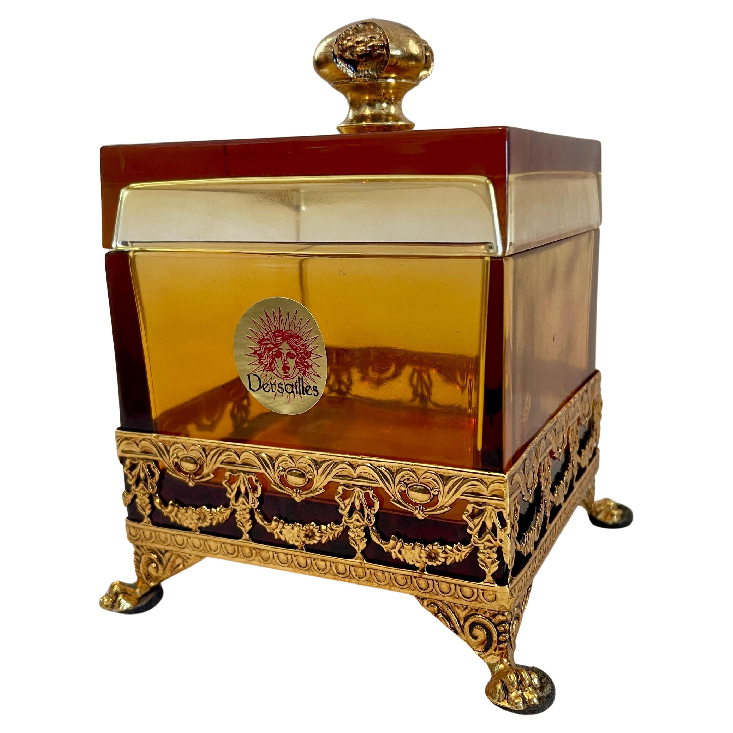 Florencia italiana ámbar cristal y bronce caja de 1990
