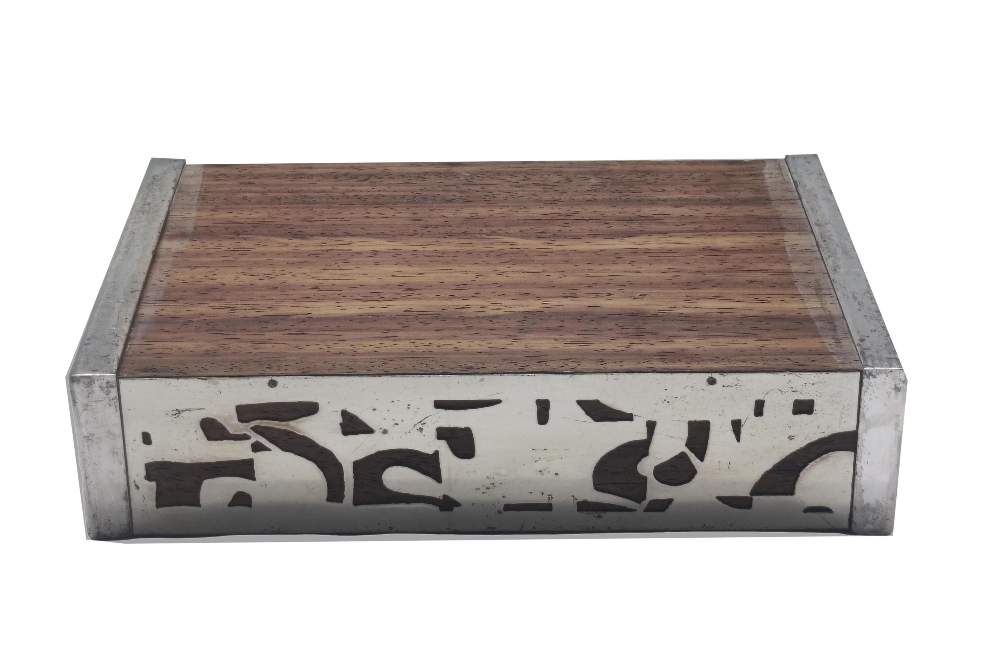 Italian Scatola in Legno e Metallo Traforato, Italia 1970s For Sale