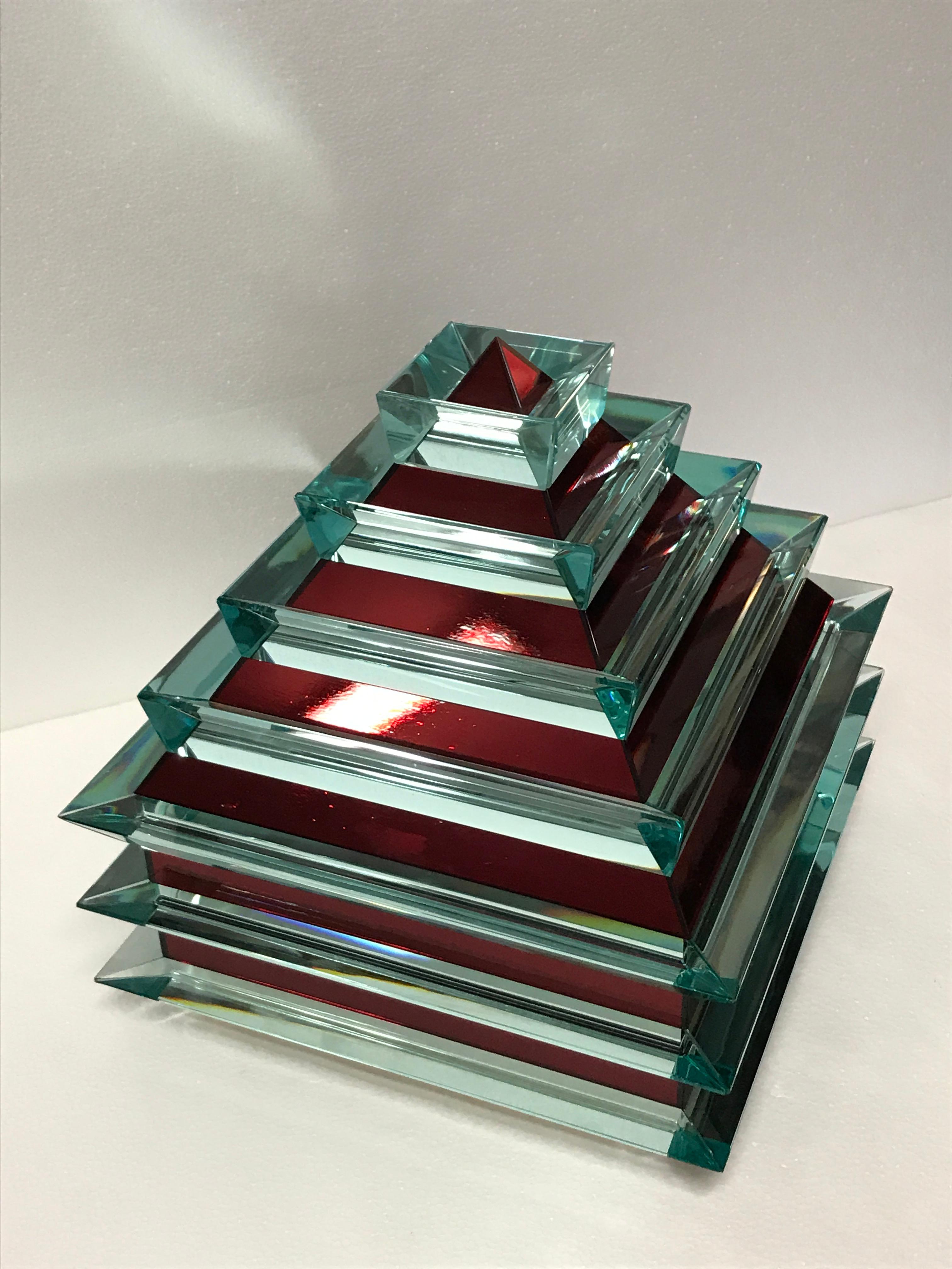 Silvered Glass and crystal box  
