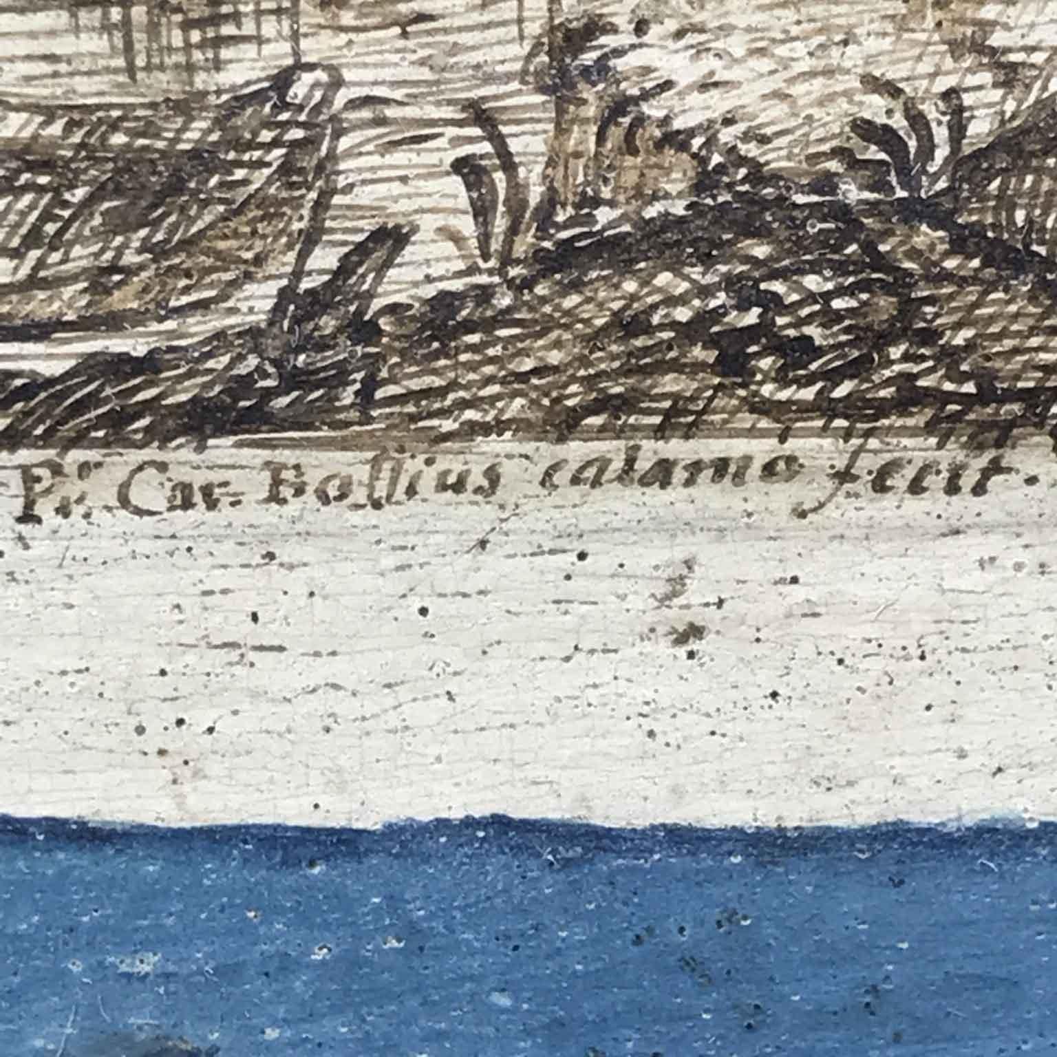Scatola Italiana XVIII Secolo Laccata in Azzurro con Finta Carta e Fiorellini en venta 3