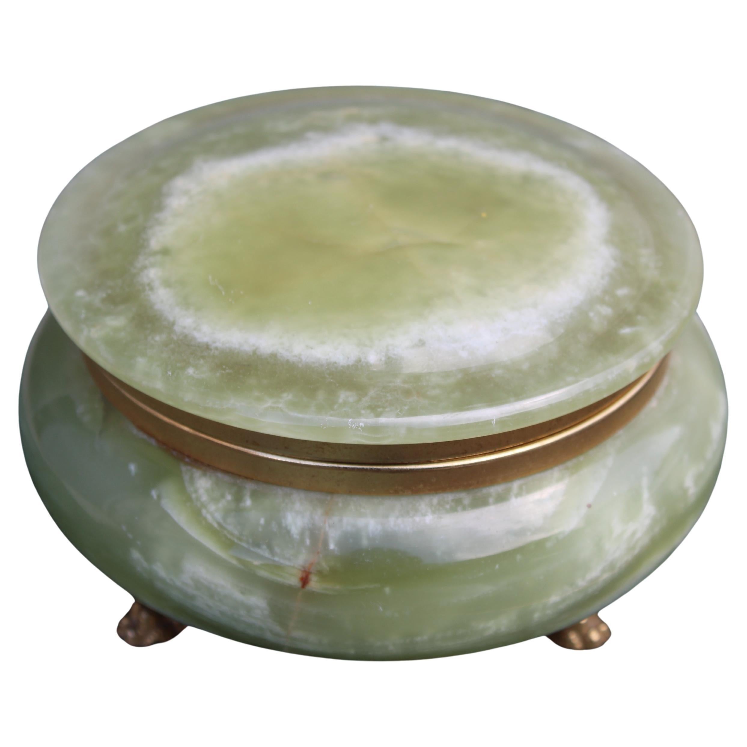 Green Onyx Marble and Brass Jewelry Box 1950s Italy