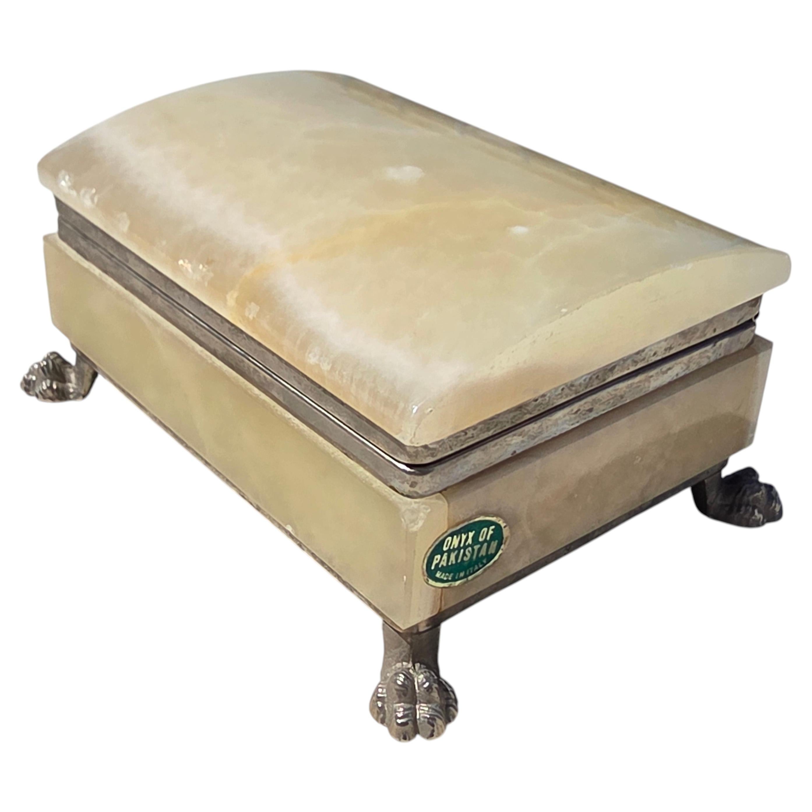Mid-century Italian Desig Green Onyx Jewelry Box 1950s Scrigno