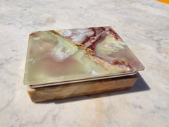 Italian Rectangular Green Onyx Jewelry Box 1950s