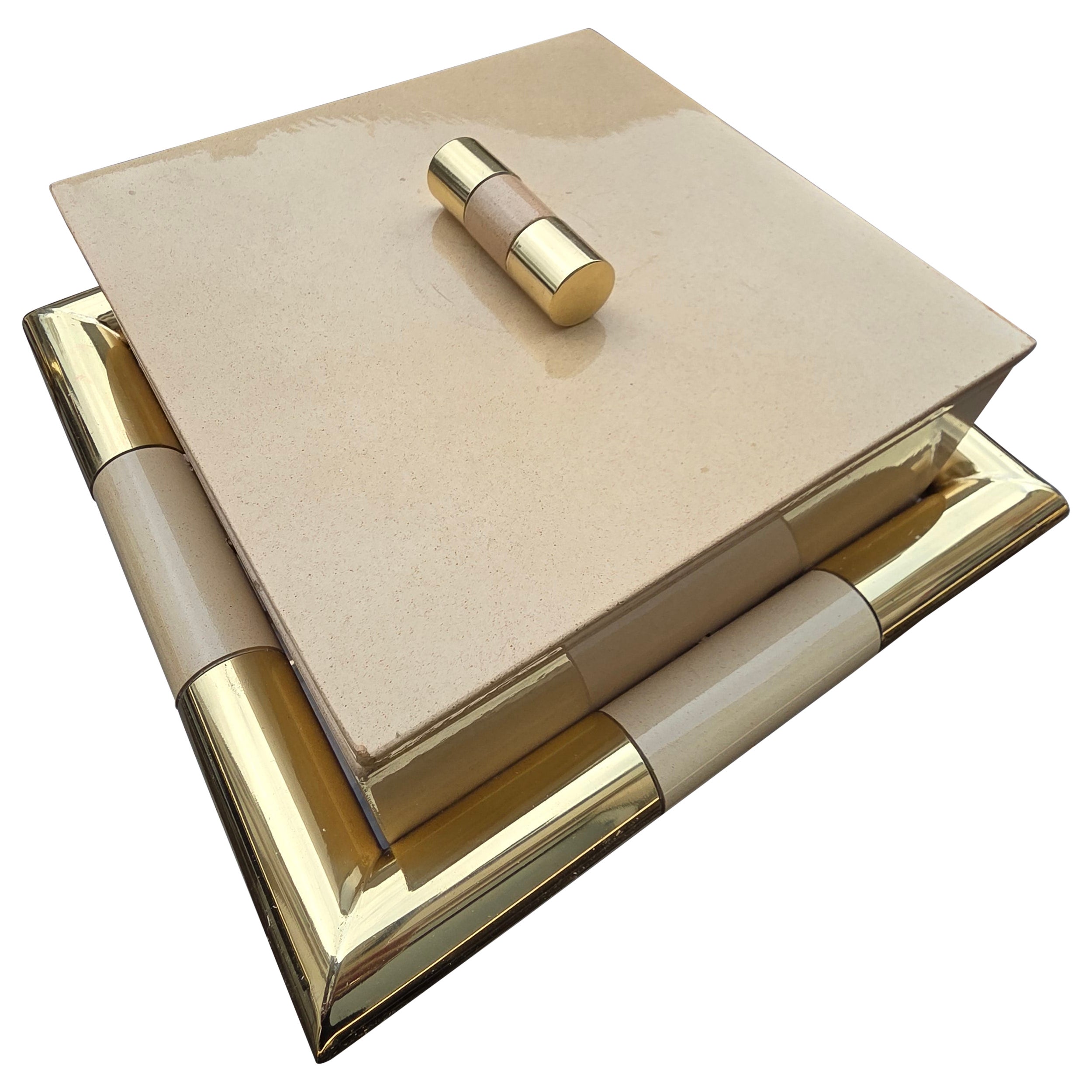 Bakelite and Brass Square Jewelry Box Design 1970 Da Silva