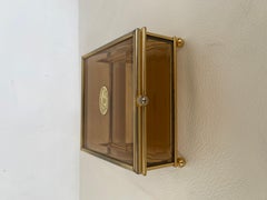 Scatola portagioie vintage degli anni '80 in ottone placcato oro 24kl e vetro