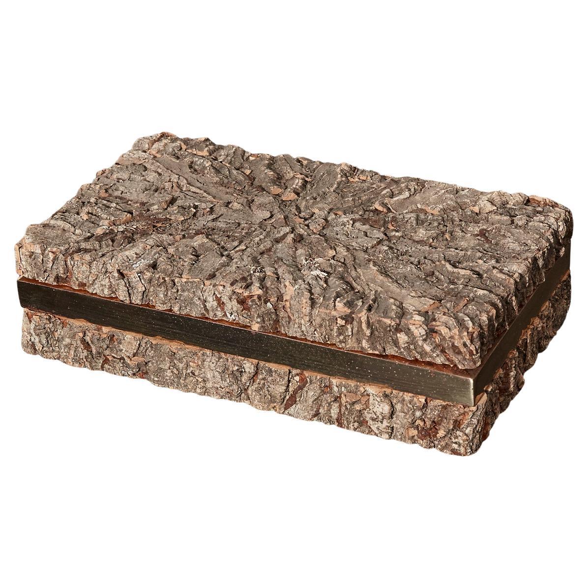 Cork and brass storage box, Gabriella Crespi 1970s