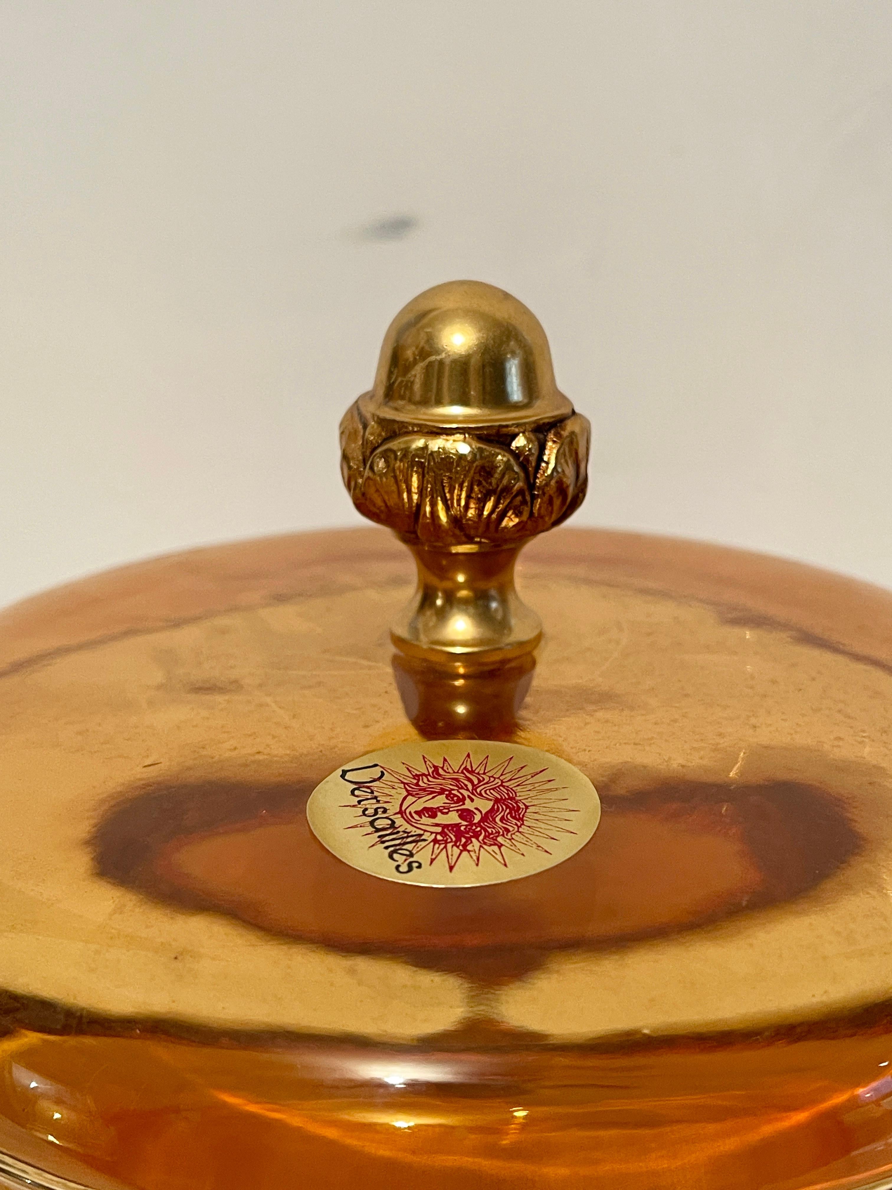 Boîte ronde en cristal ambre italie 1970 en vente 2
